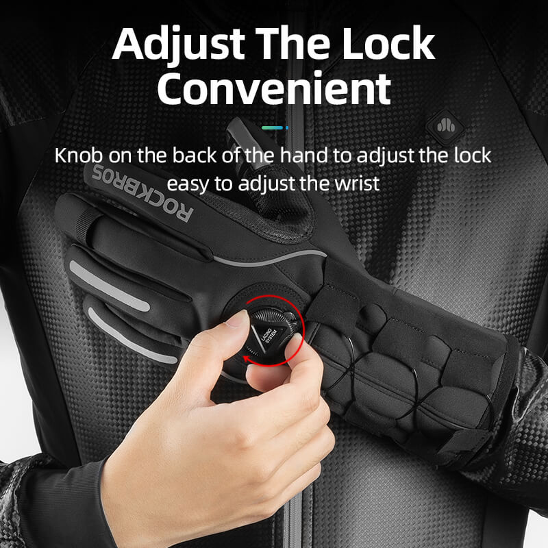 ROCKBROS long finger gloves with fleece lining and lock clip for winter riding