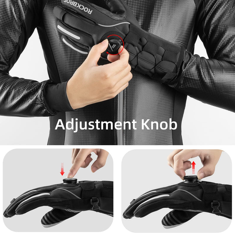 ROCKBROS long finger gloves with fleece lining and lock clip for winter riding