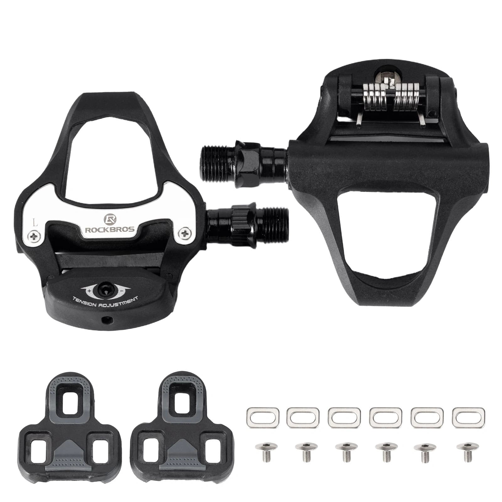 ROCKBROS Look System Road Bike Clipless Pedals with Wide Platform, Adjustable Tension, and Aluminum Alloy Body