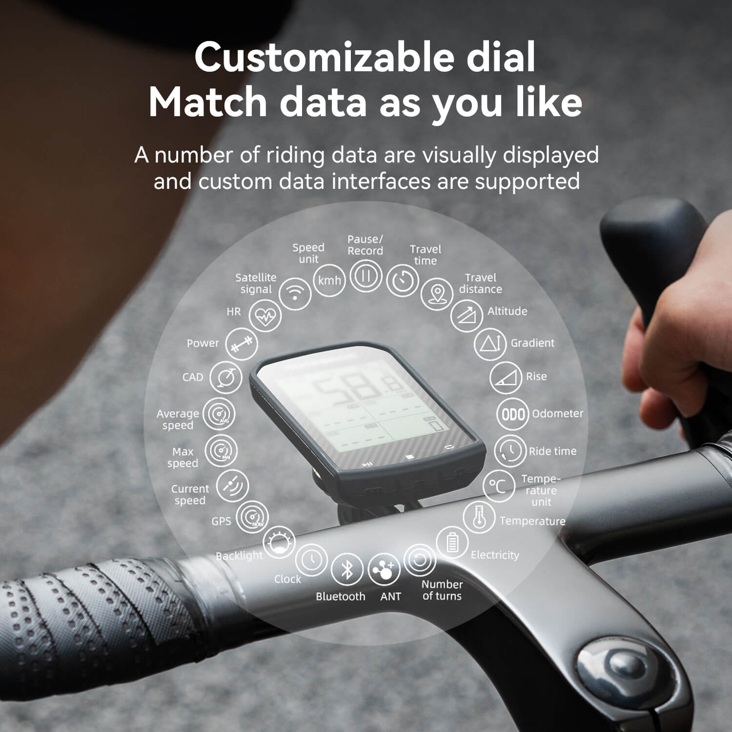ROCKBROS M1 Pro smart bike computer with 5-star GPS positioning and accurate ride tracking