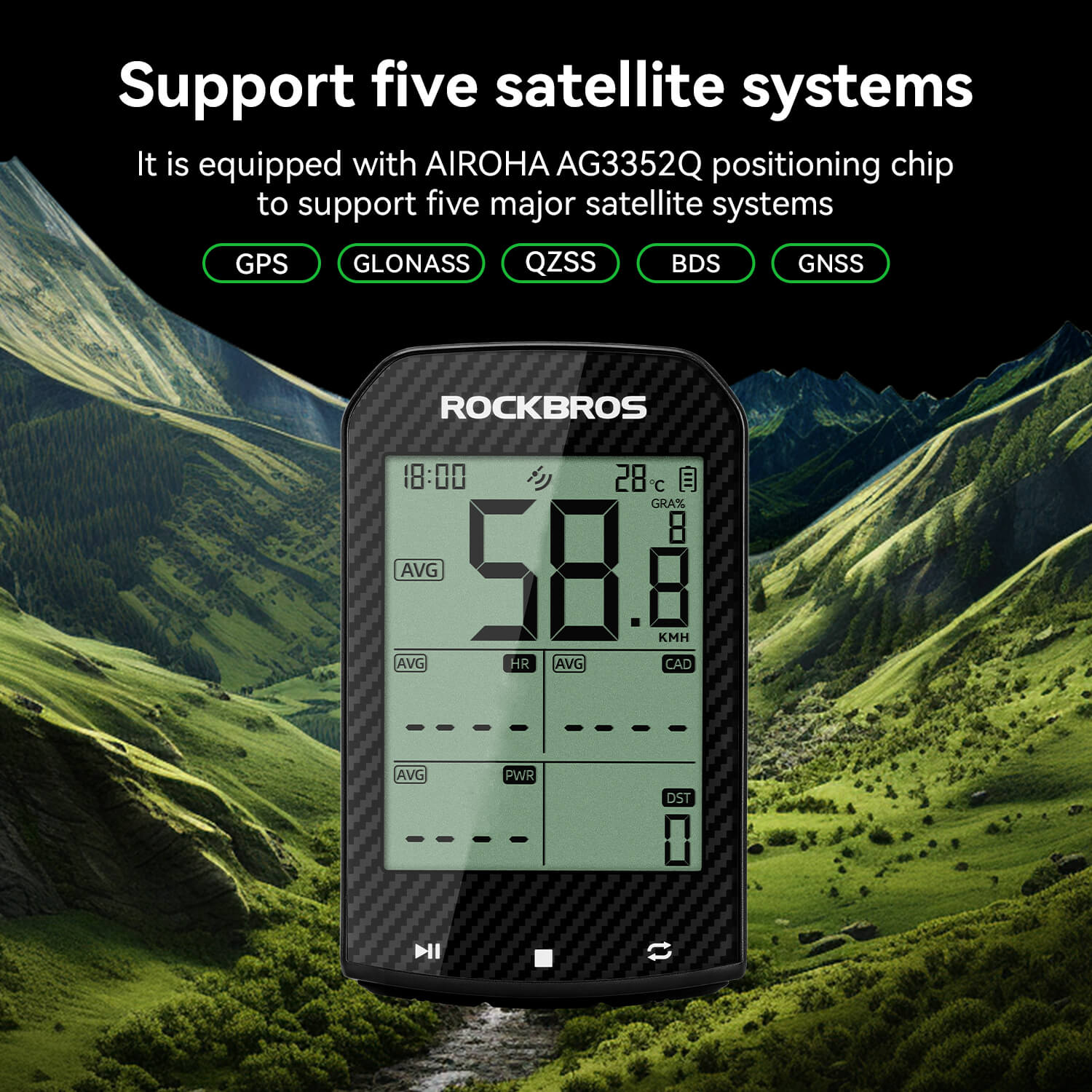 ROCKBROS M1 Pro smart bike computer with 5-star GPS positioning and accurate ride tracking