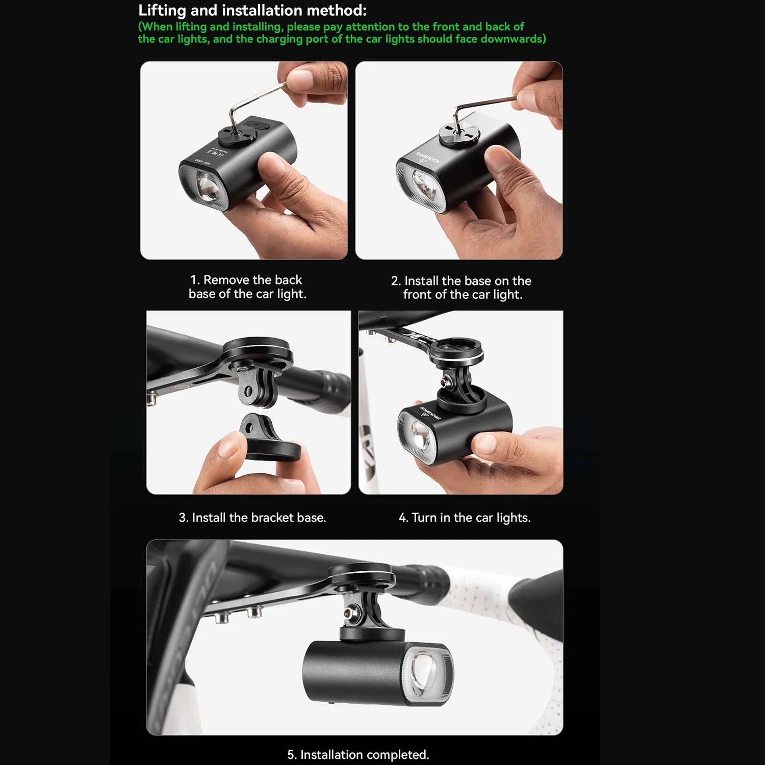 ROCKBROS M5 Bike Front Light with Dual Mounting Options