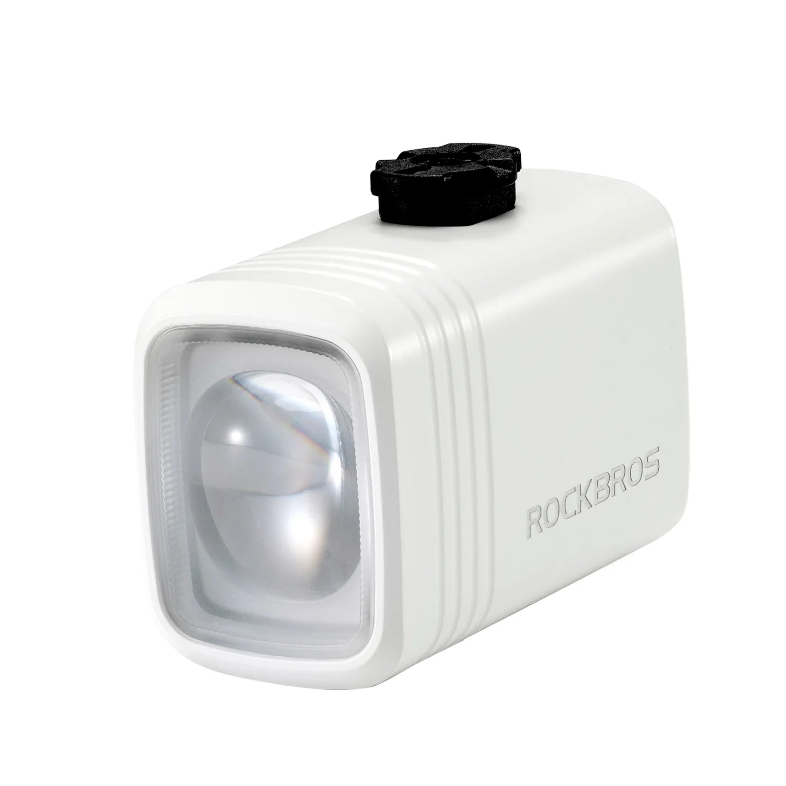 ROCKBROS M6 smart bike front light with anti-glare lens, 1000 lumen output, and USB-C rechargeable battery
#Color_White
