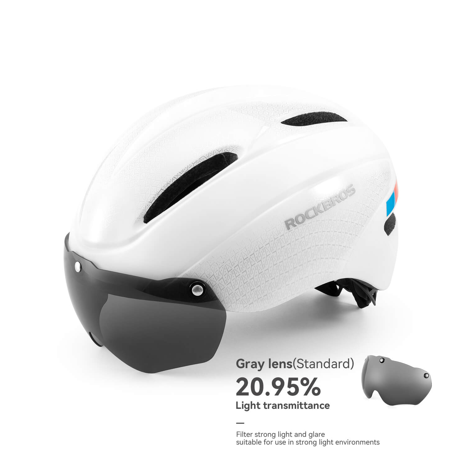 ROCKBROS Magnetic Goggles Bike Helmet with EPS foam and rear light mount for cycling
#Color_White