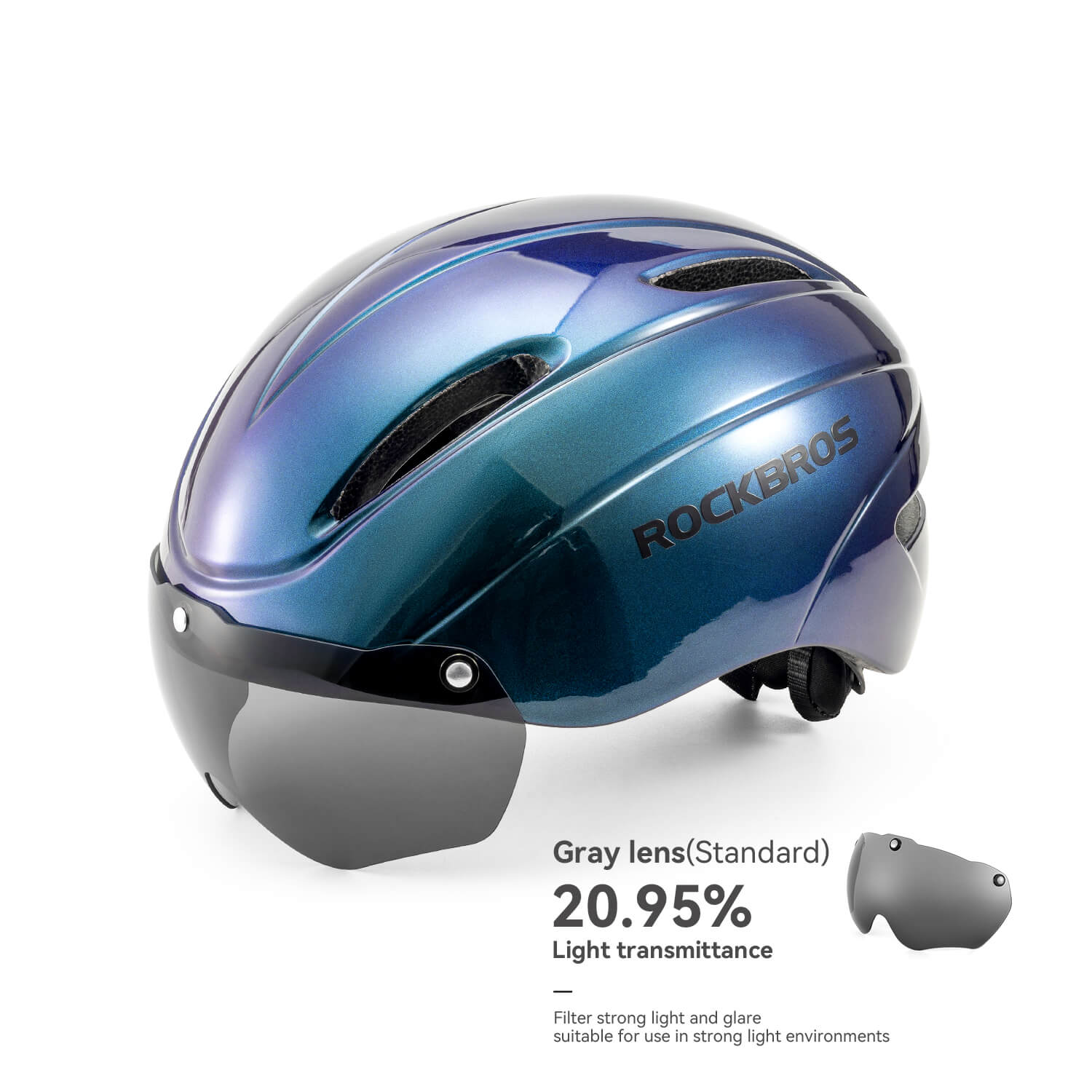 ROCKBROS Magnetic Goggles Bike Helmet with EPS foam and rear light mount for cycling
#Color_Blue