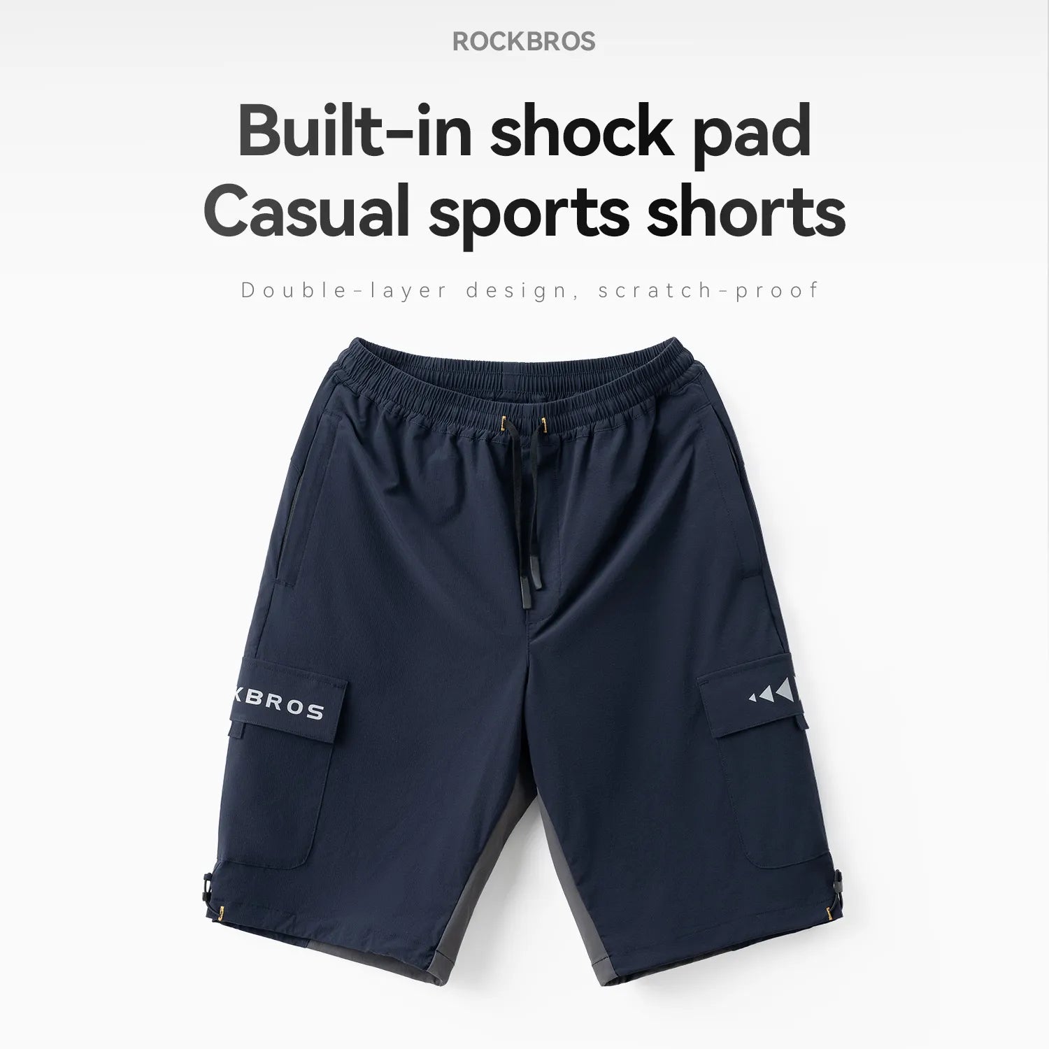 ROCKBROS Men's 2-in-1 Padded Cycling Shorts with Detachable Liner for Road, MTB, Gravel, and E-Bike Riding