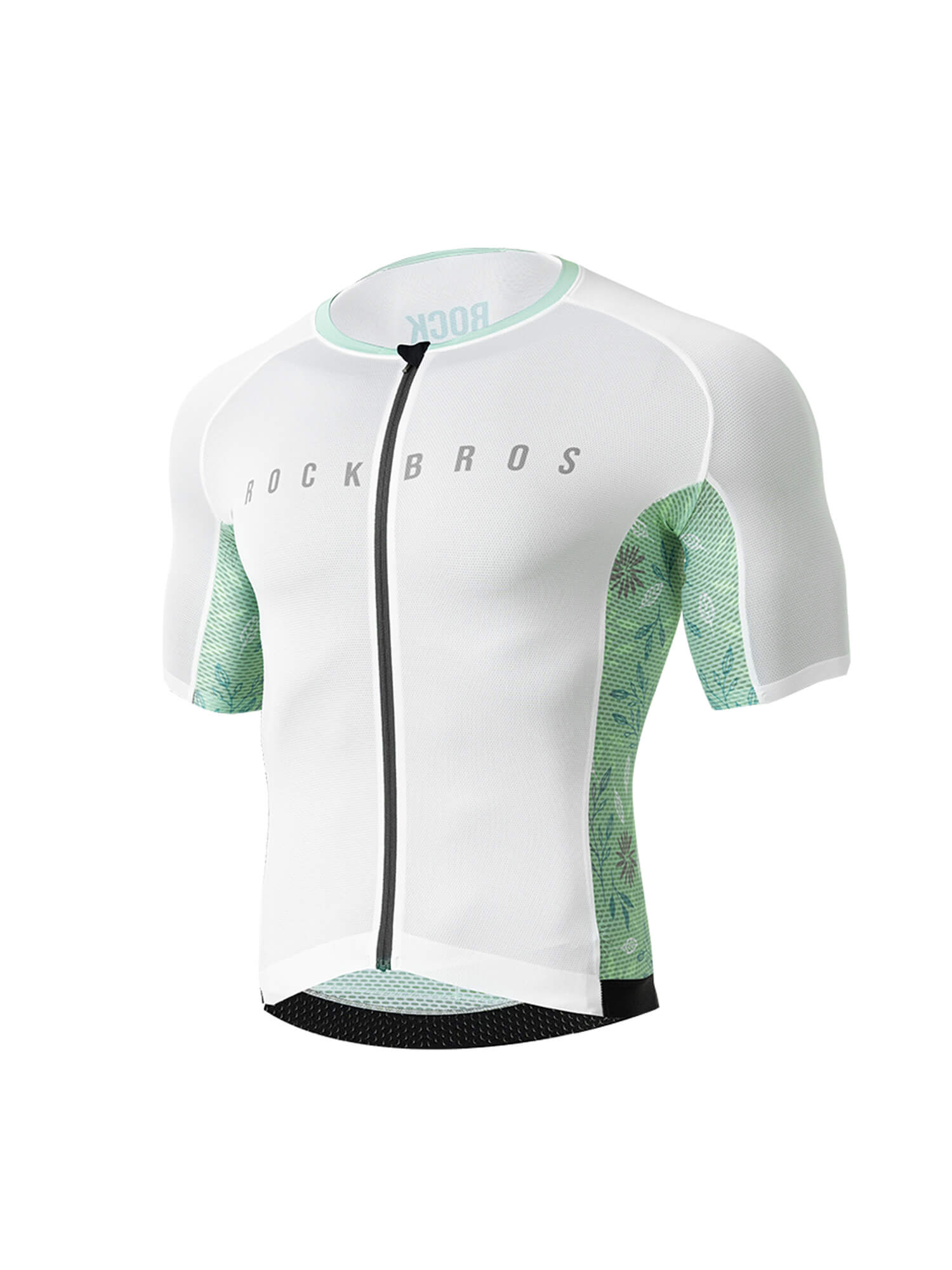 ROCKBROS Men's Birds & Flowers Short-Sleeve Cycling Jersey – Lightweight, Breathable, Moisture-Wicking Summer Bike Shirt
#Color_White