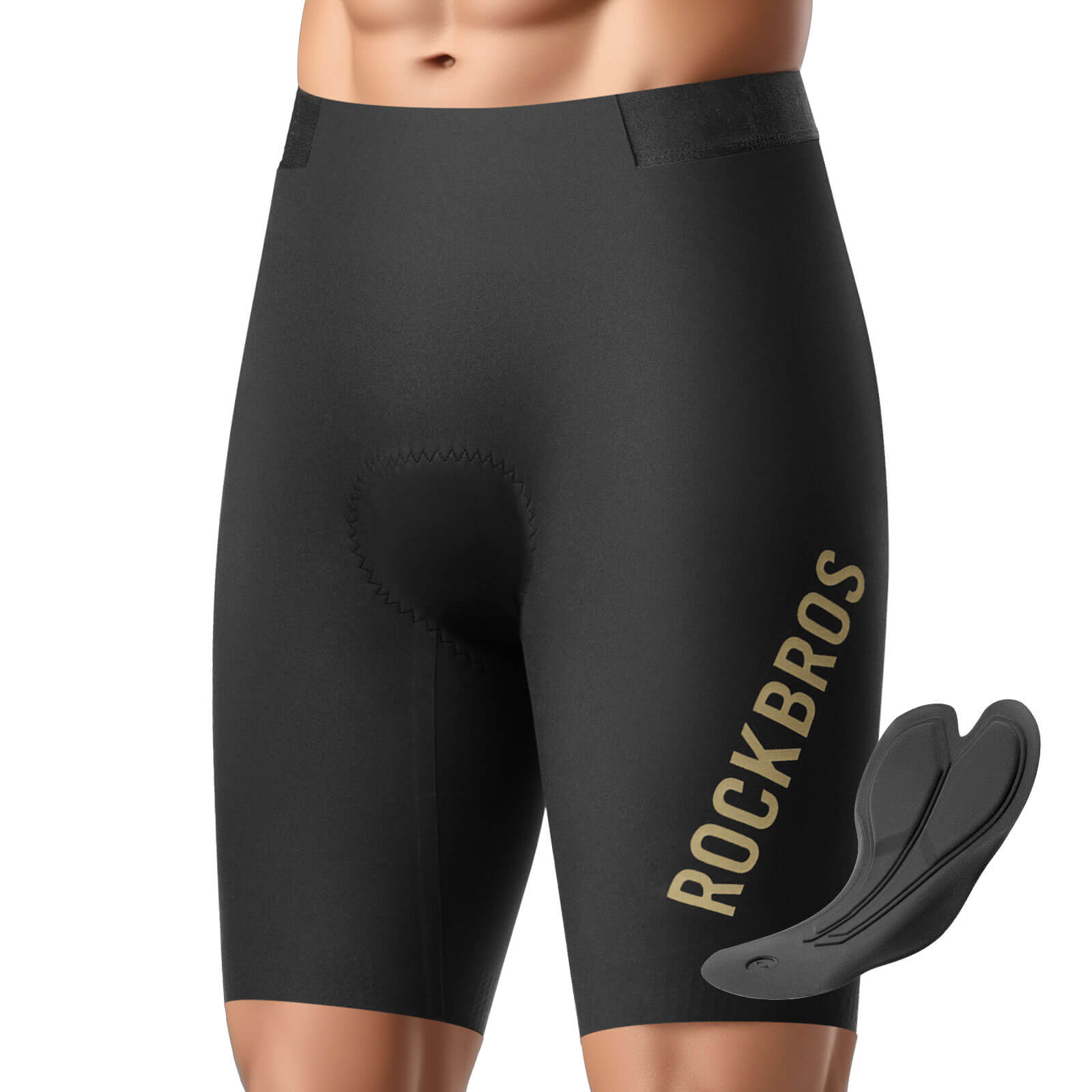 ROCKBROS men's cycling waist shorts with Elastic Interface® padding for long-distance rides