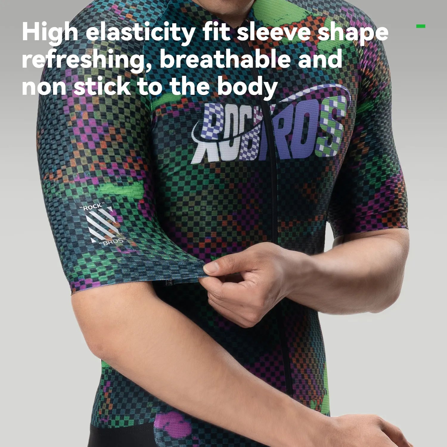 ROCKBROS men's lightweight and breathable short sleeve cycling jersey with moisture-wicking fabric and race-fit design