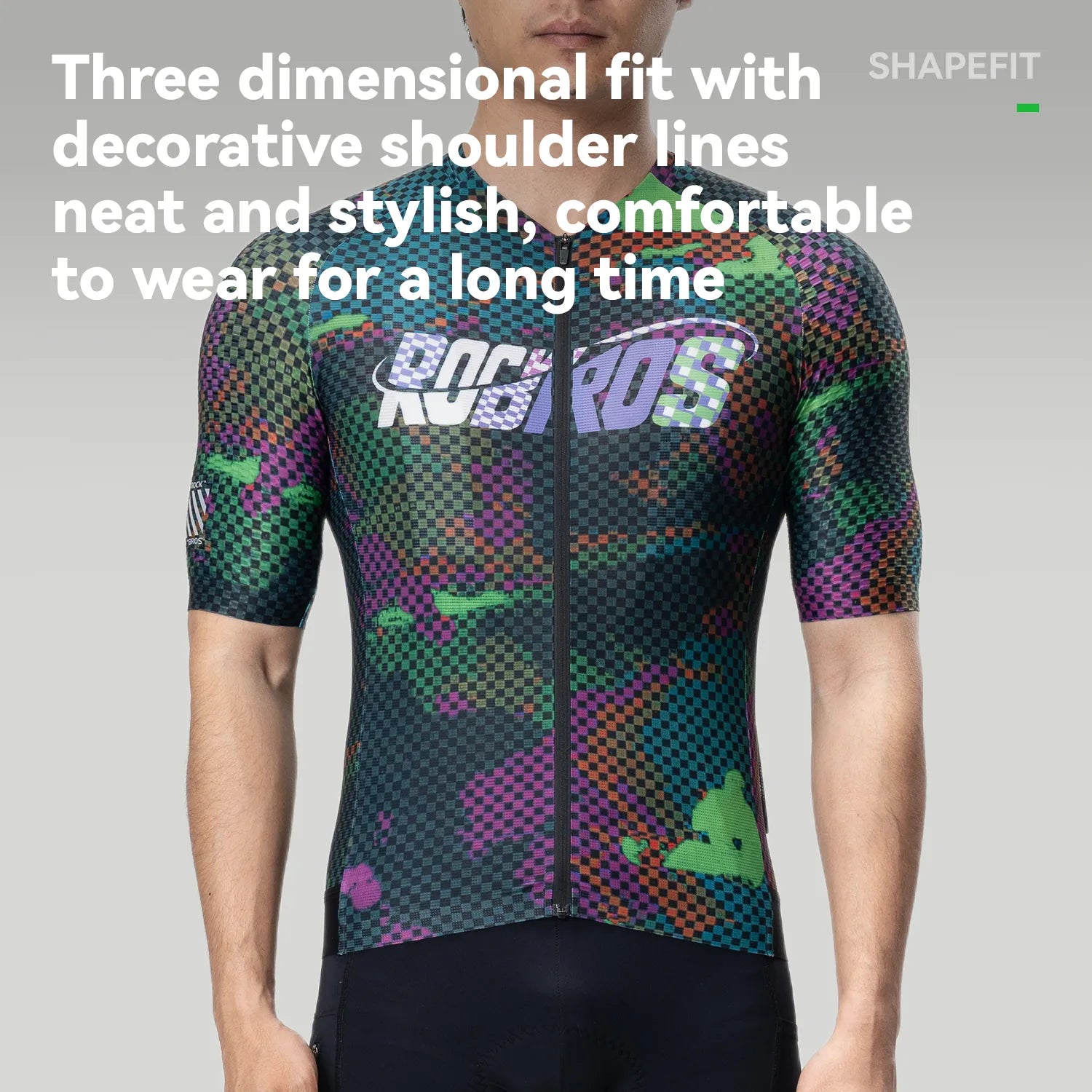 ROCKBROS men's lightweight and breathable short sleeve cycling jersey with moisture-wicking fabric and race-fit design