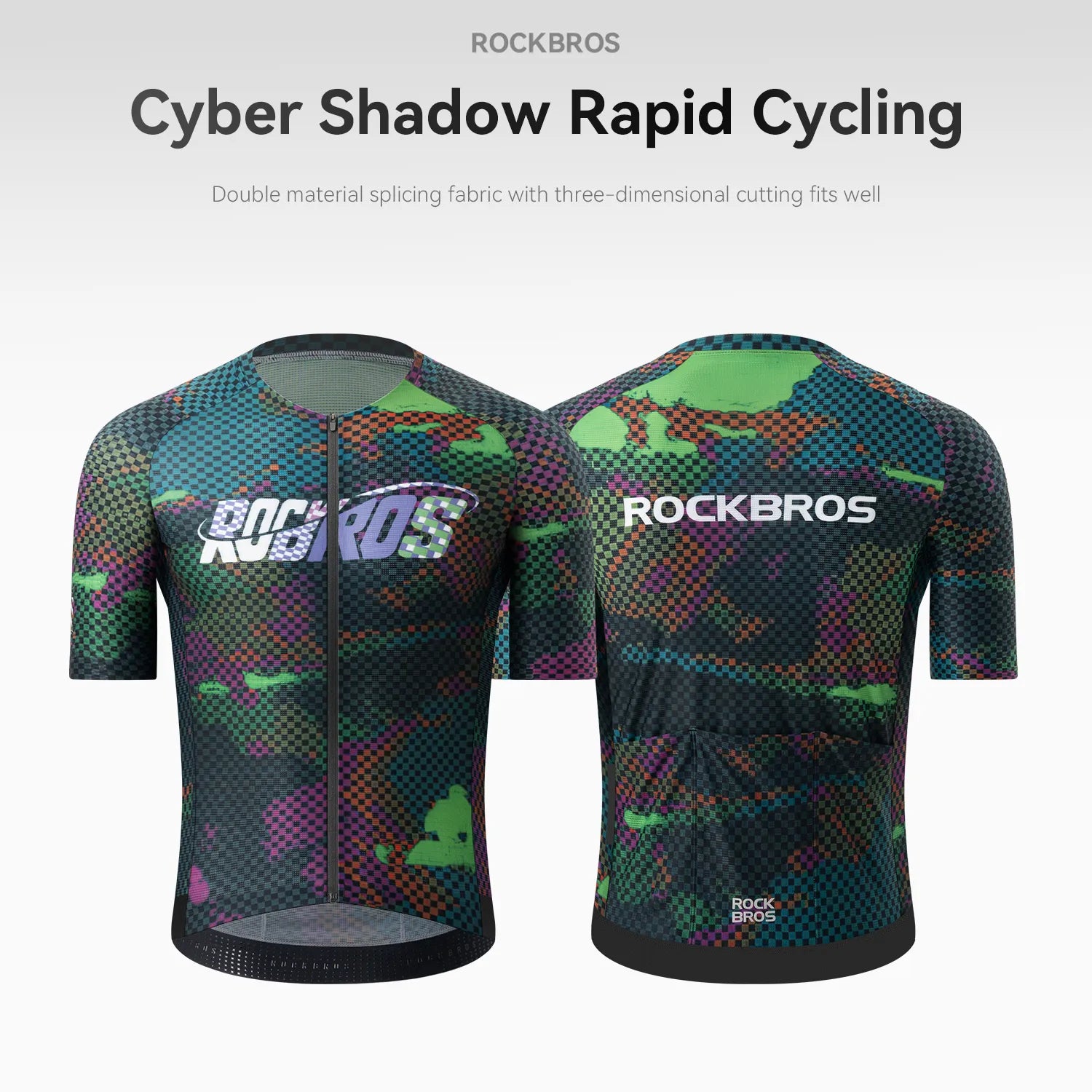 ROCKBROS men's lightweight and breathable short sleeve cycling jersey with moisture-wicking fabric and race-fit design