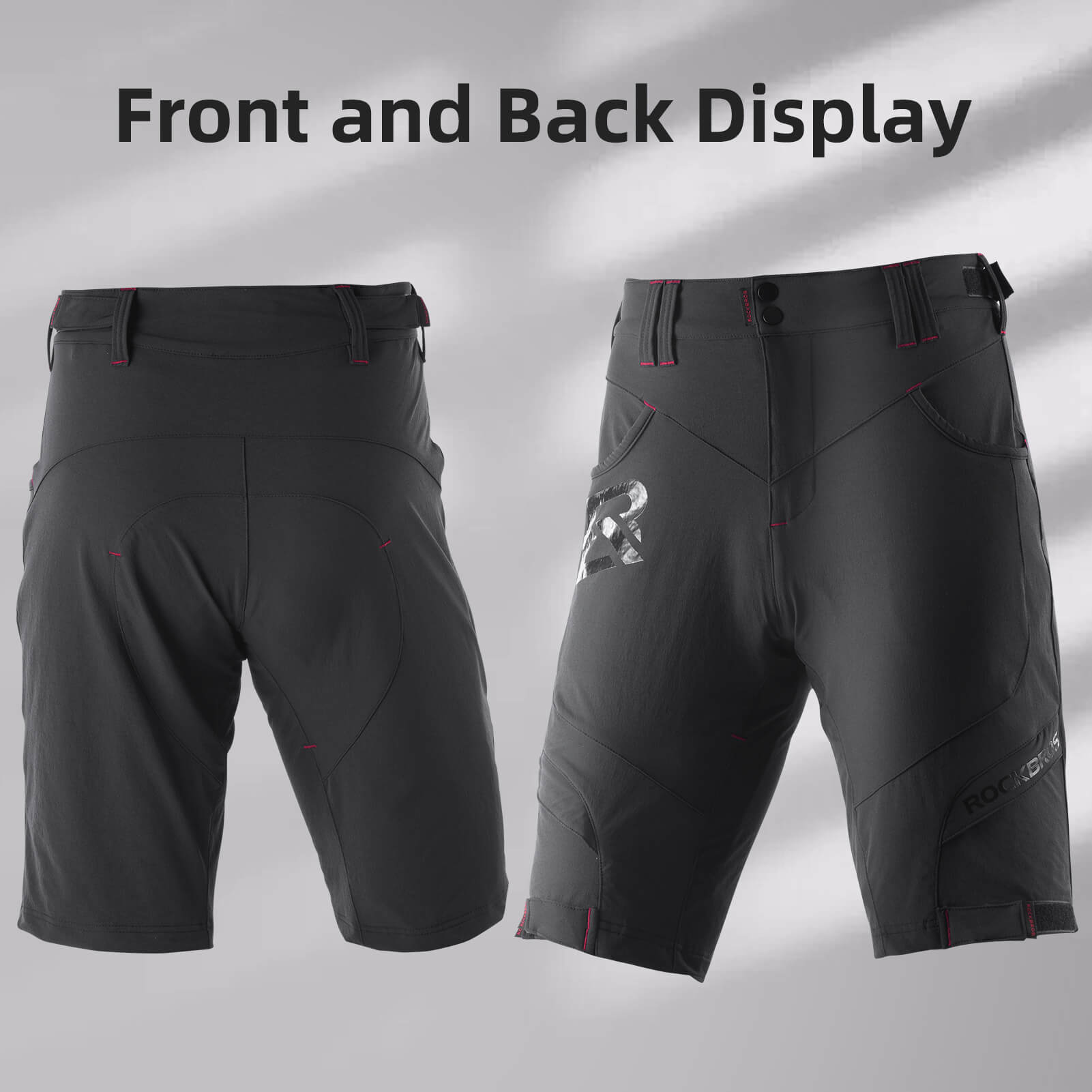 ROCKBROS men's MTB shorts with detachable 4D padded liner
#Color_Black