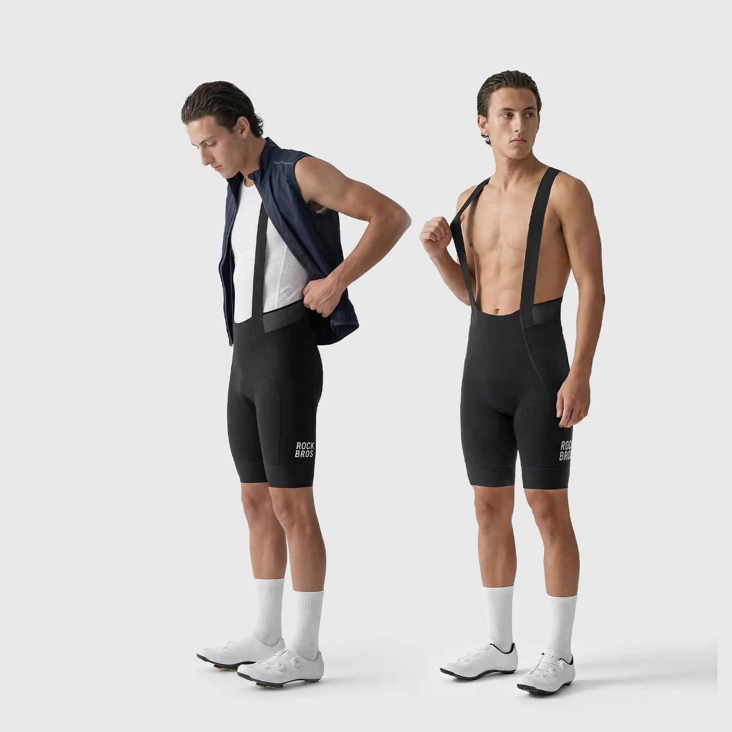 ROCKBROS Men's QINGLAN summer cycling bib shorts with Elastic Interface® Italian chamois and breathable race-fit design