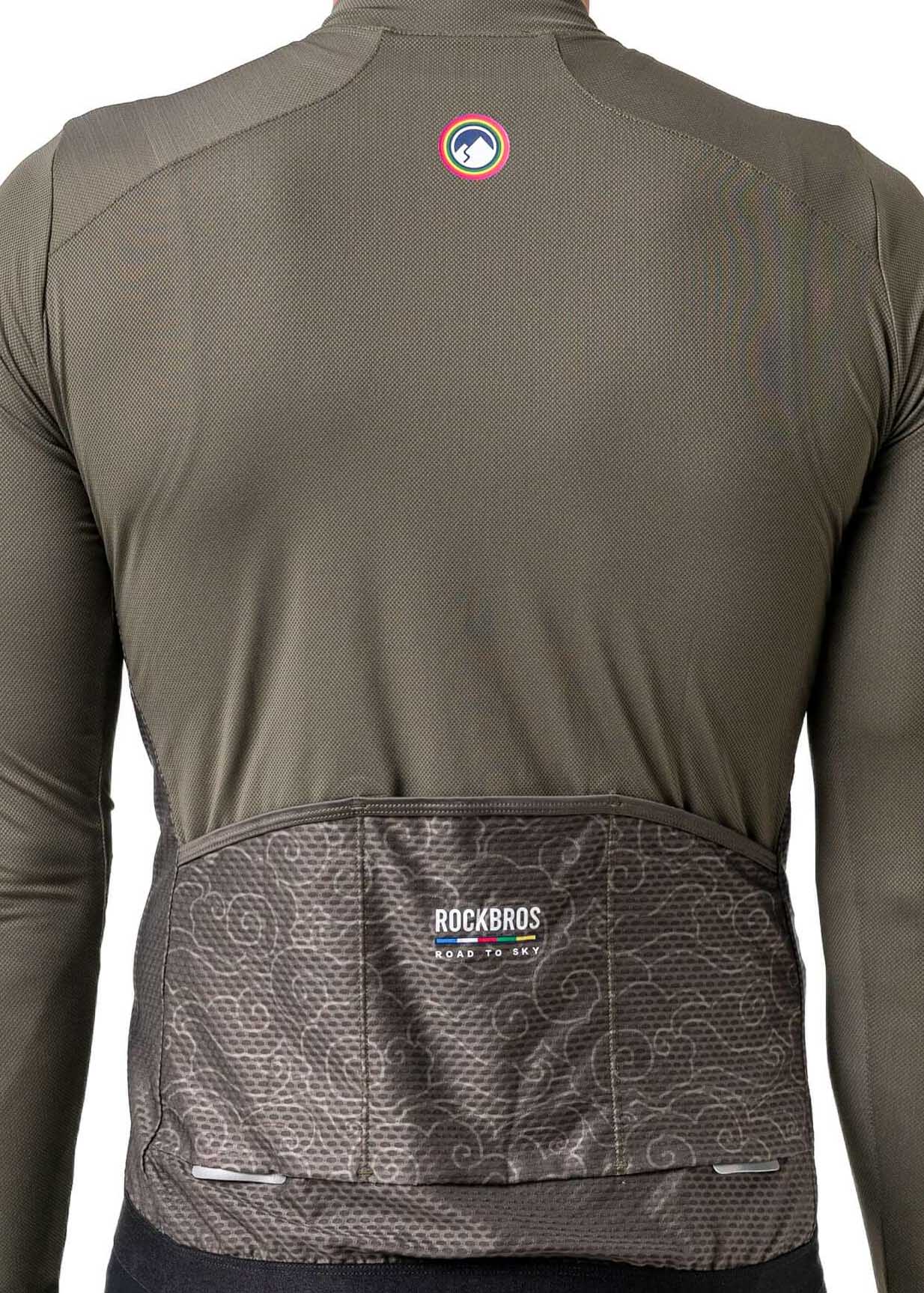 RockBros Men’s ROAD-TO-SKY long-sleeve cycling jersey
#Color_Army Green