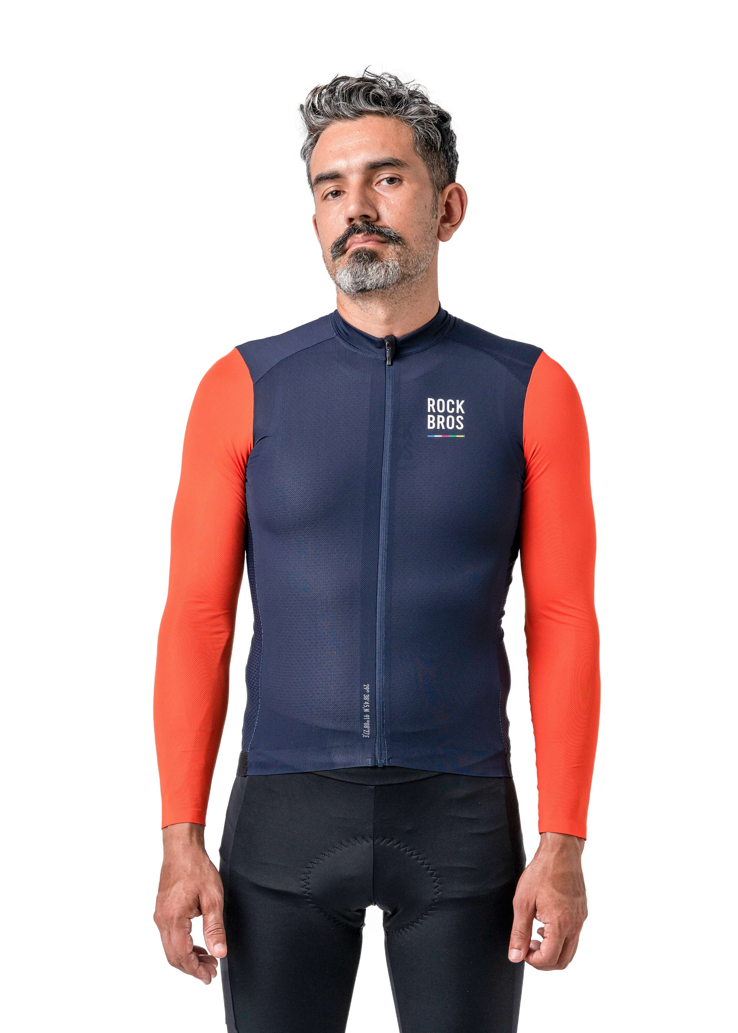 RockBros Men’s ROAD-TO-SKY long-sleeve cycling jersey
#Color_Navy Blue
