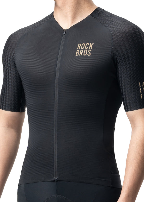 ROCKBROS Men’s ROAD-TO-SKY short sleeve cycling jersey with diamond pattern
#Color_Black