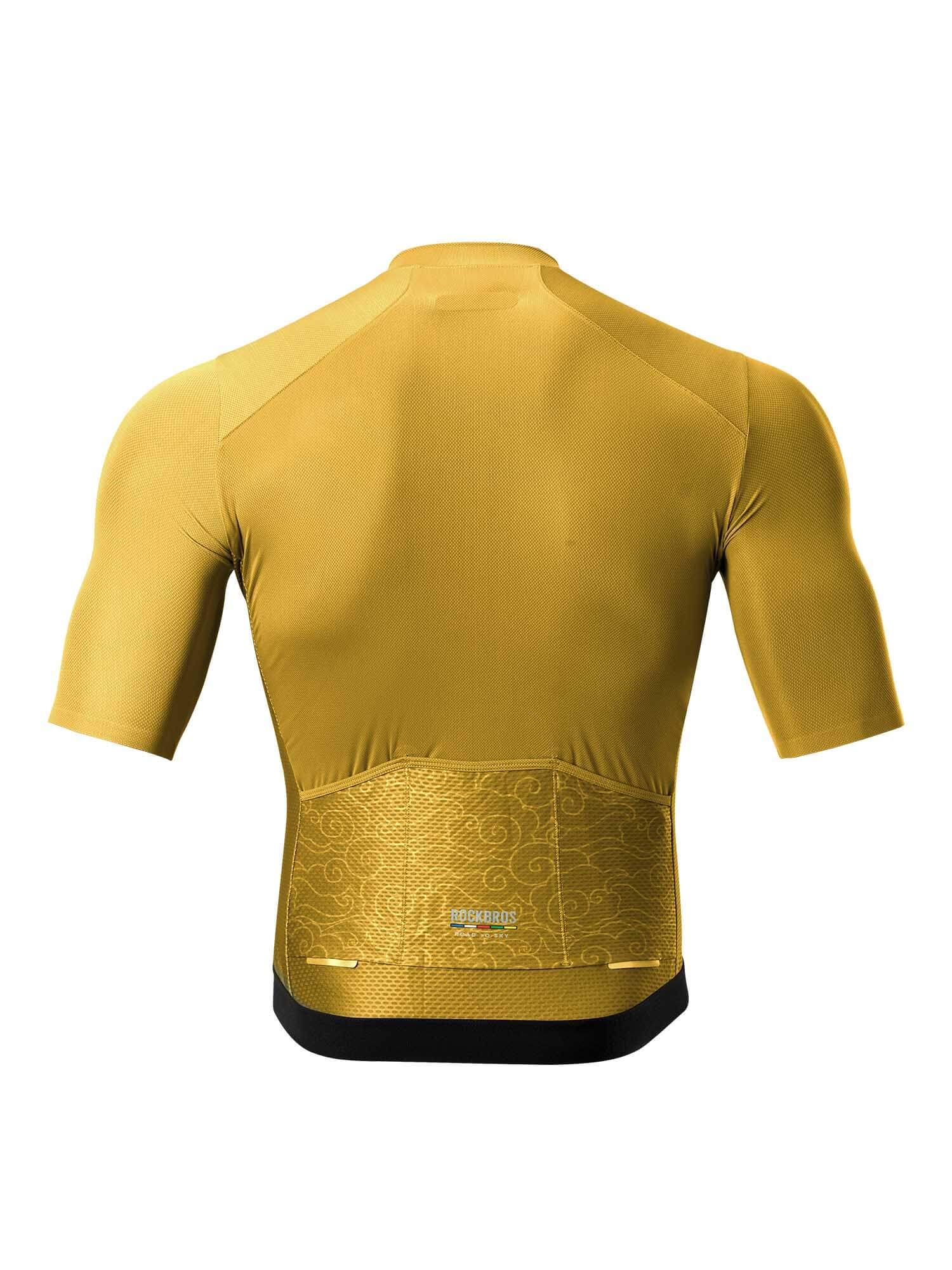 ROCKBROS Men's ROAD-TO-SKY short-sleeve cycling jersey in aerodynamic fit with breathable, moisture-wicking fabric
#Color_Yellow Brown