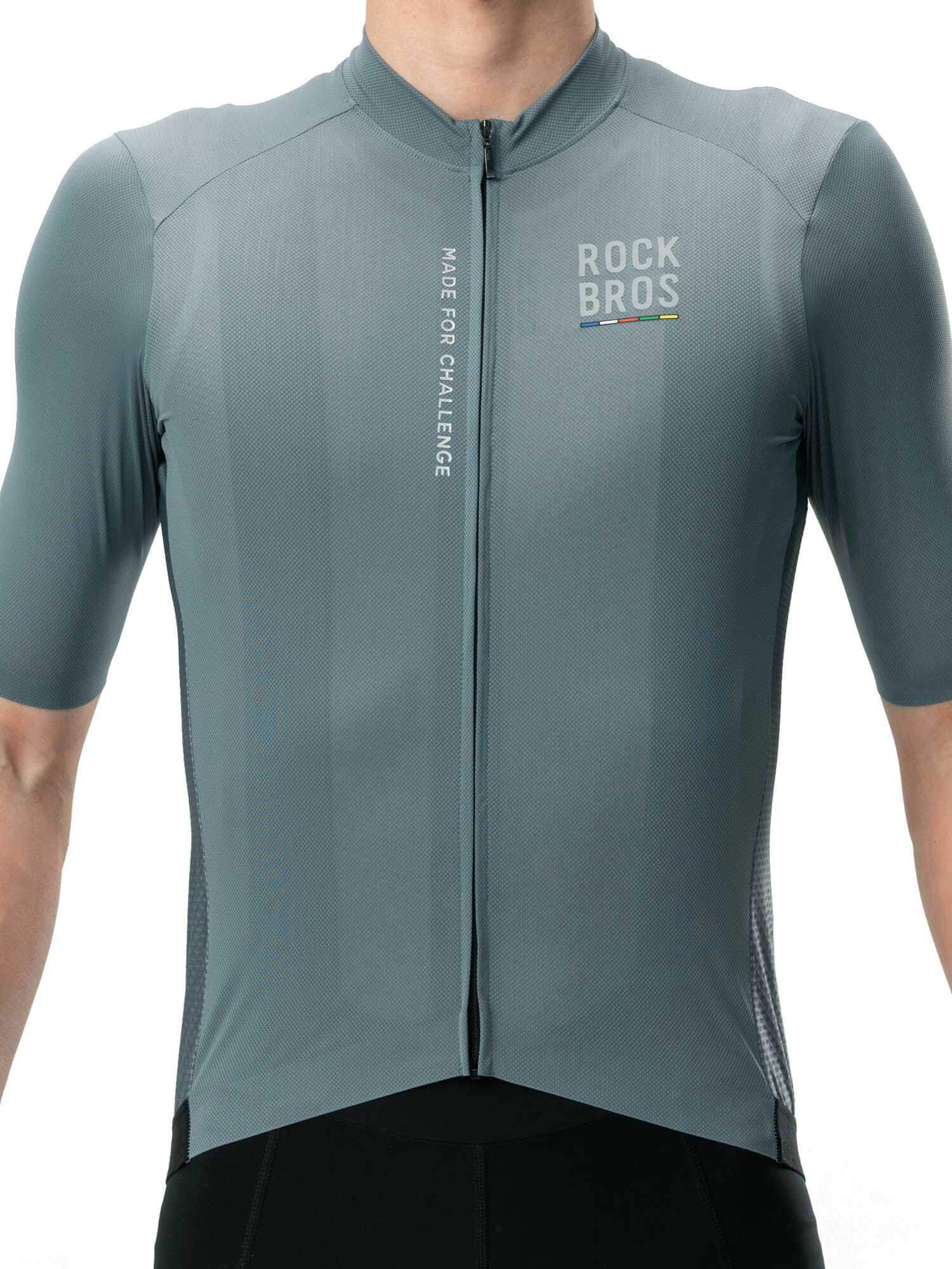 ROCKBROS Men's ROAD-TO-SKY short-sleeve cycling jersey in aerodynamic fit with breathable, moisture-wicking fabric