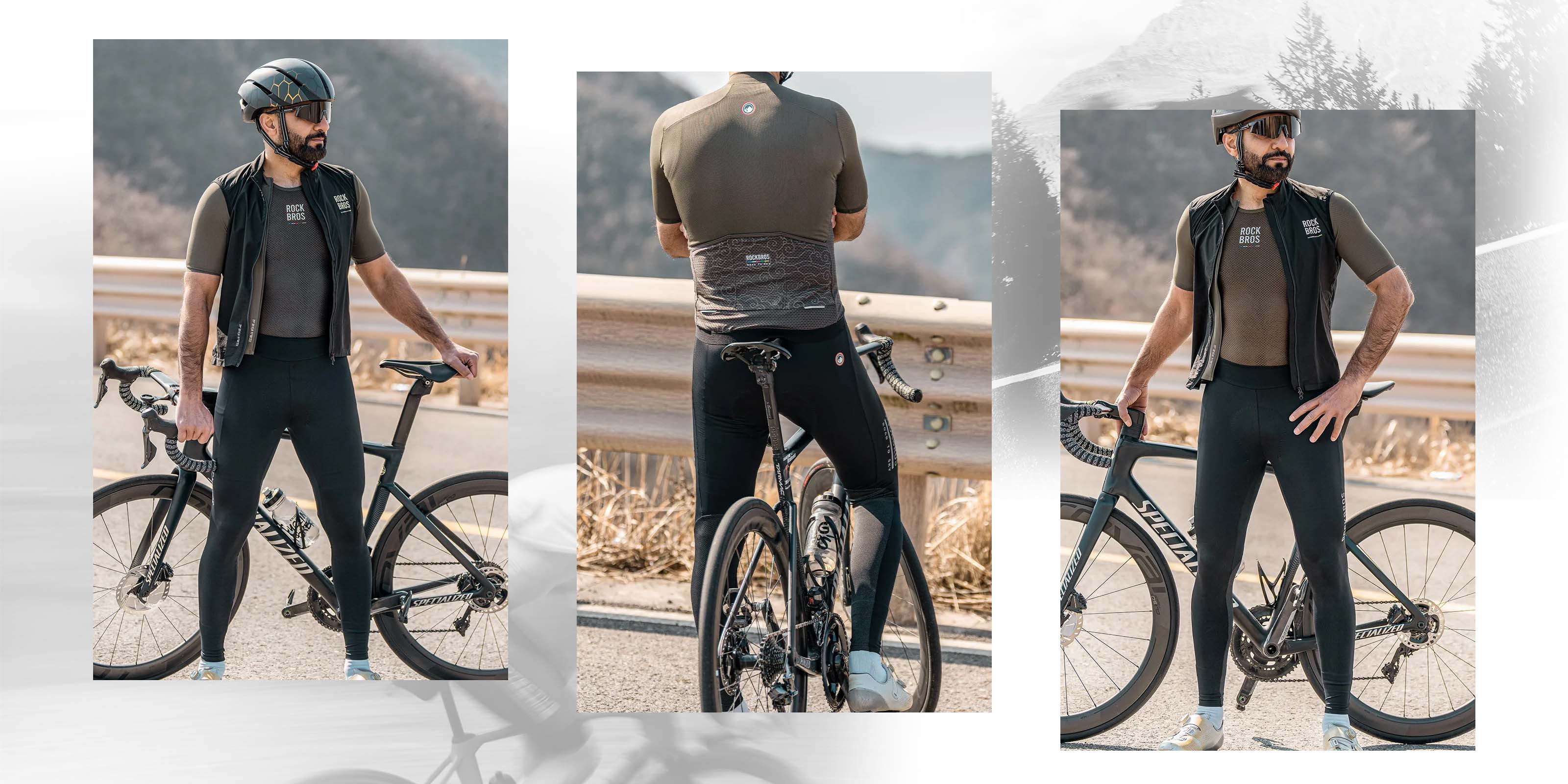 ROCKBROS Men's ROAD-TO-SKY Unbounded Freedom cycling tights with high-stretch, moisture-wicking fabric for performance