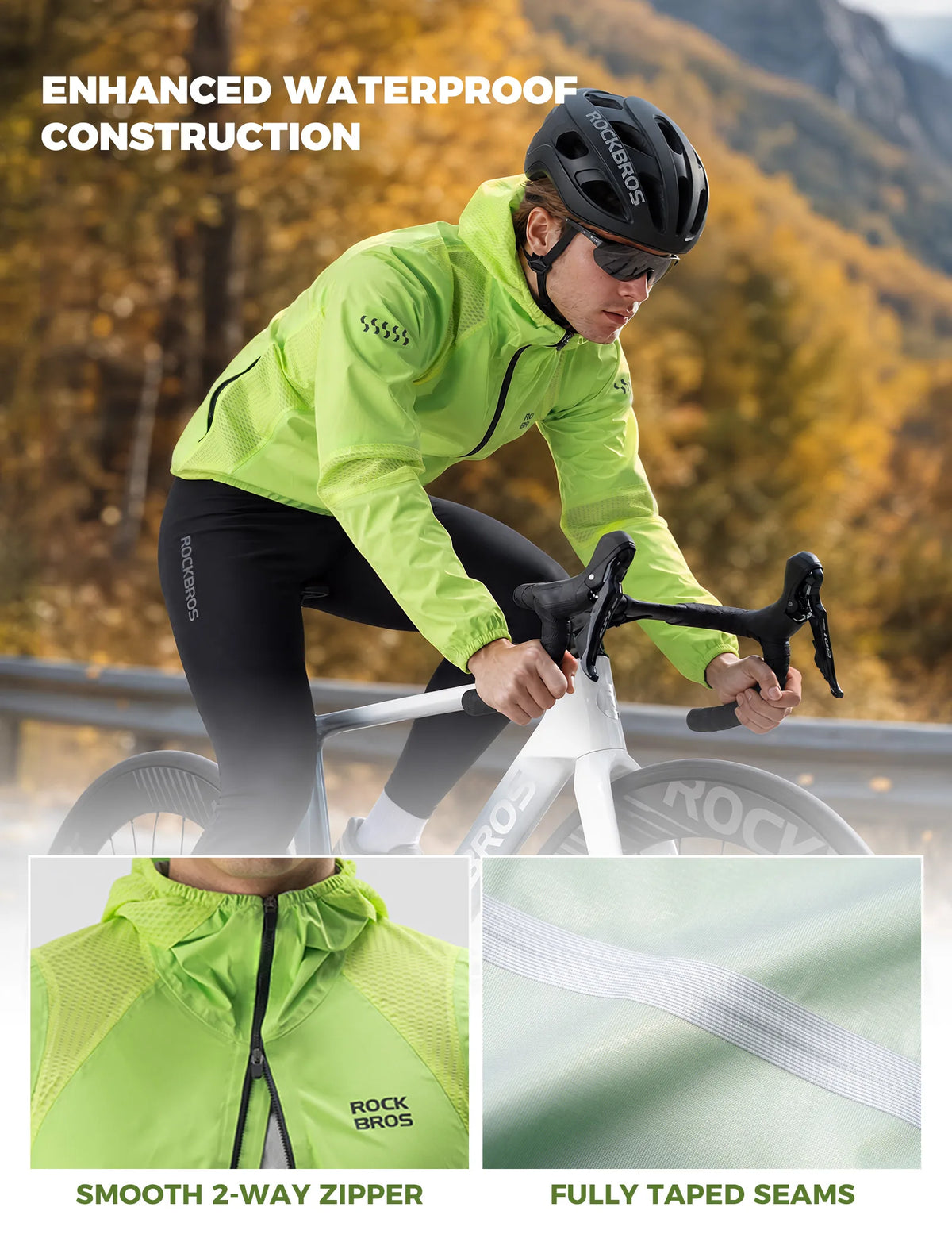 ROCKBROS men's waterproof outdoor cycling jacket with hood