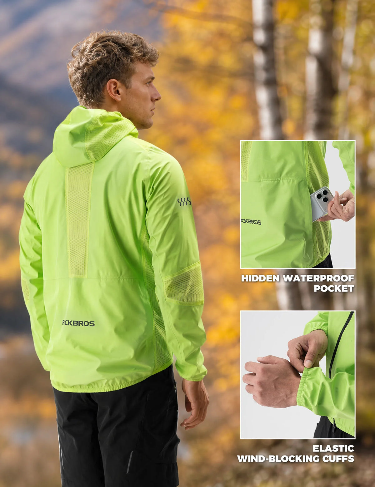 ROCKBROS men's waterproof outdoor cycling jacket with hood