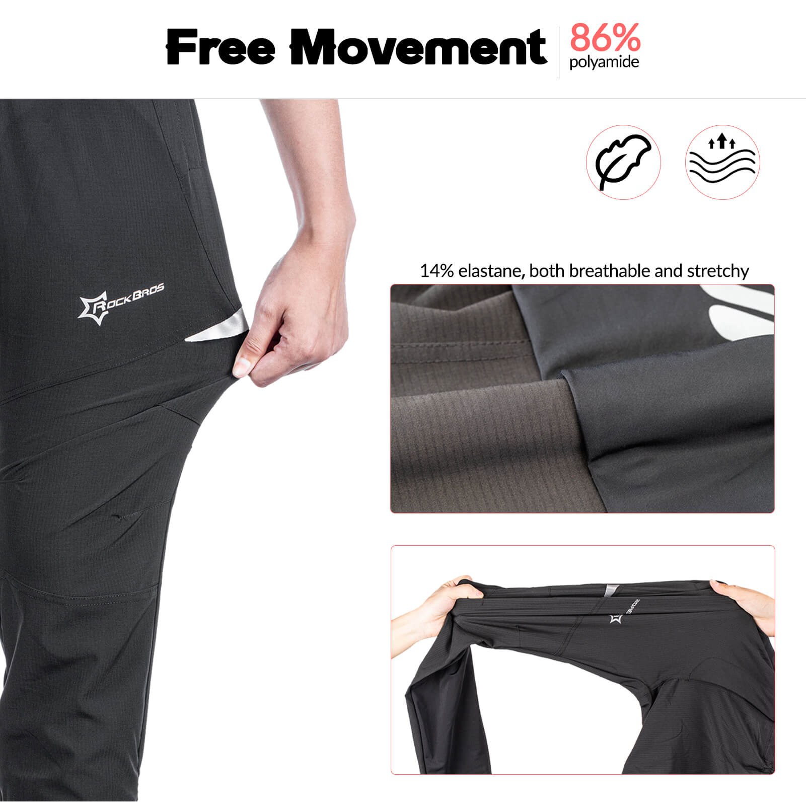Men’s windproof and breathable cycling pants with stretch and zip pocket
