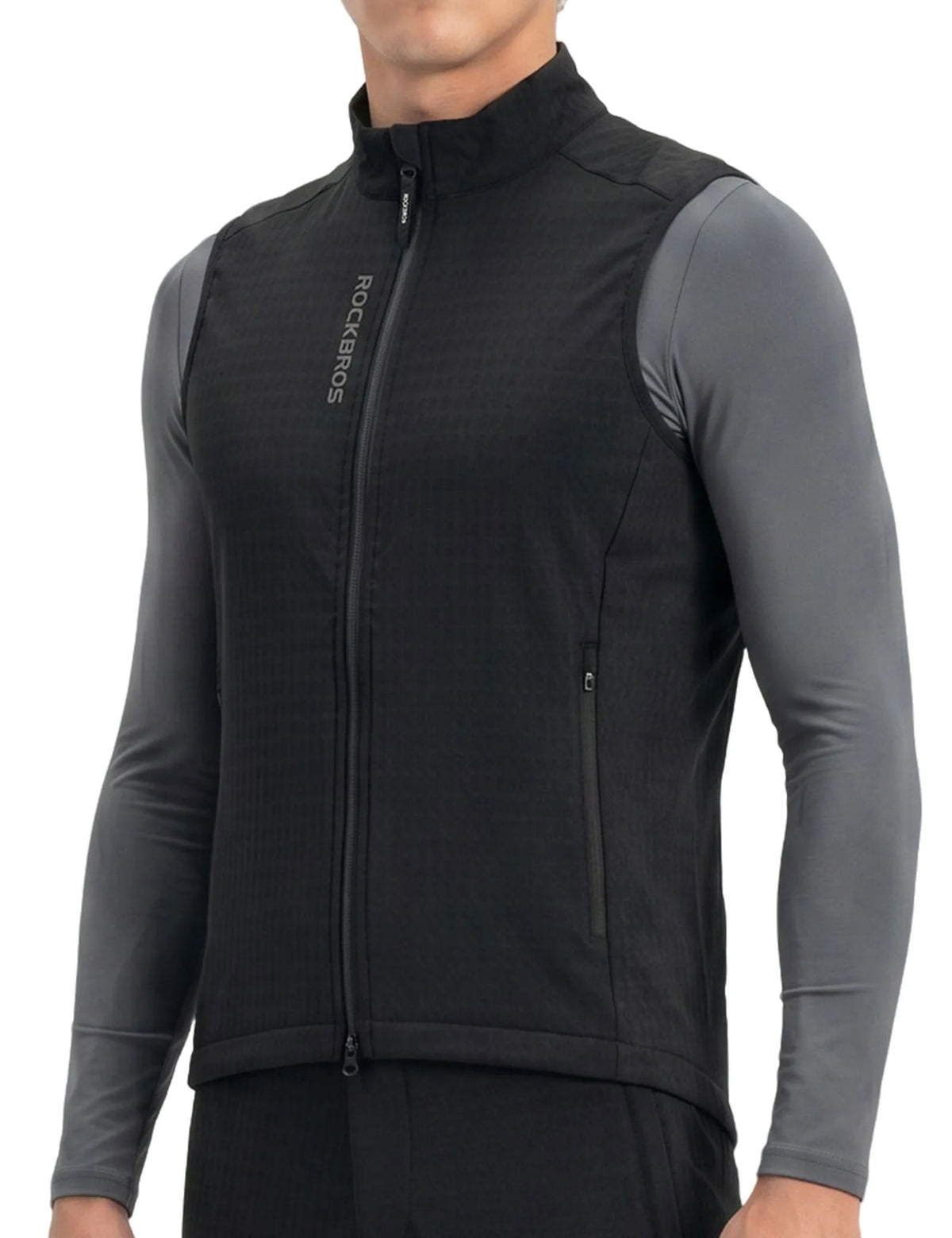 ROCKBROS men's windproof fleece cycling vest with reflective details
