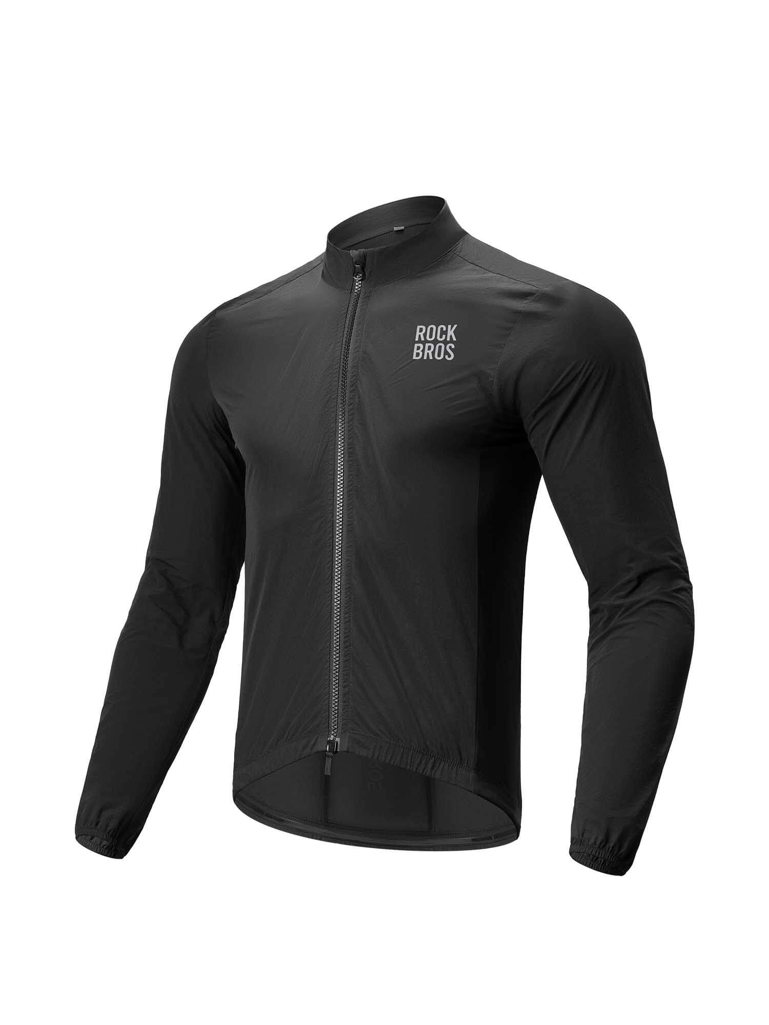 ROCKBROS men's windproof and foldable cycling jacket for road biking
#Color_Black