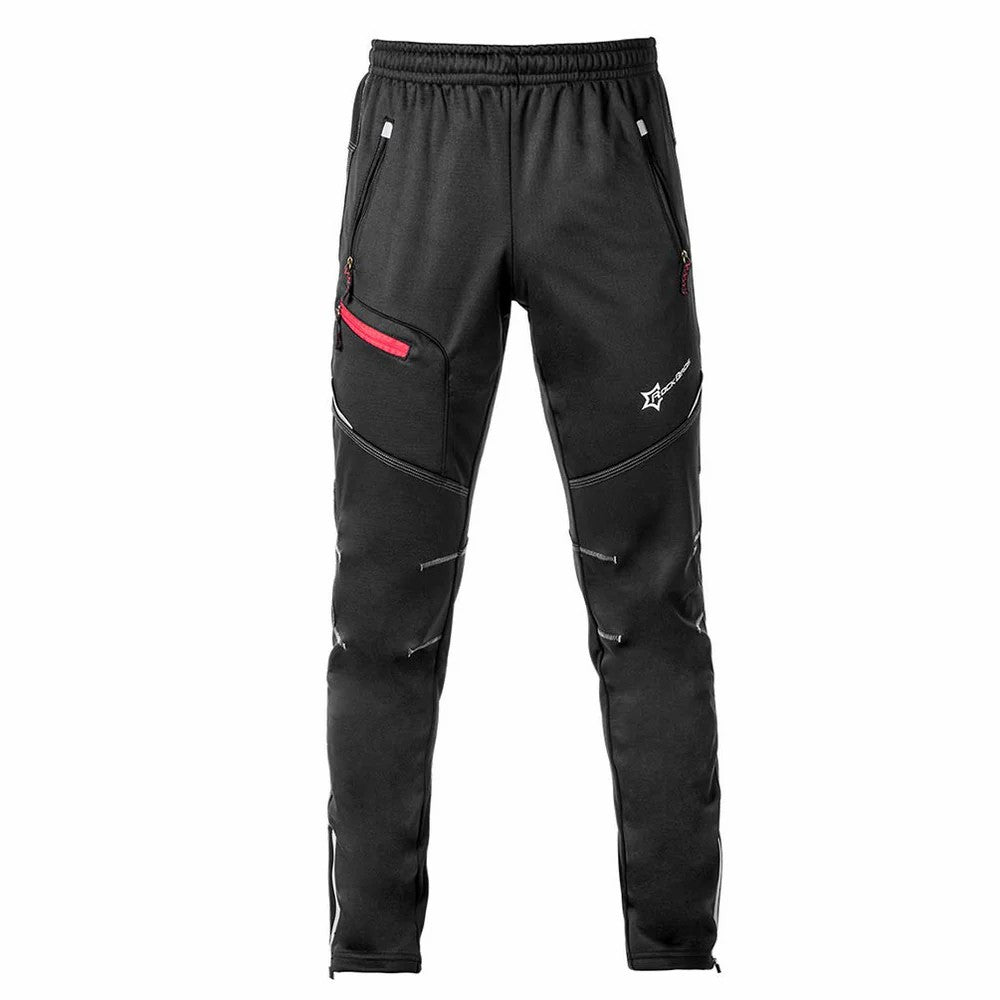 Men's windproof cycling pants with thermal fleece for cold weather riding