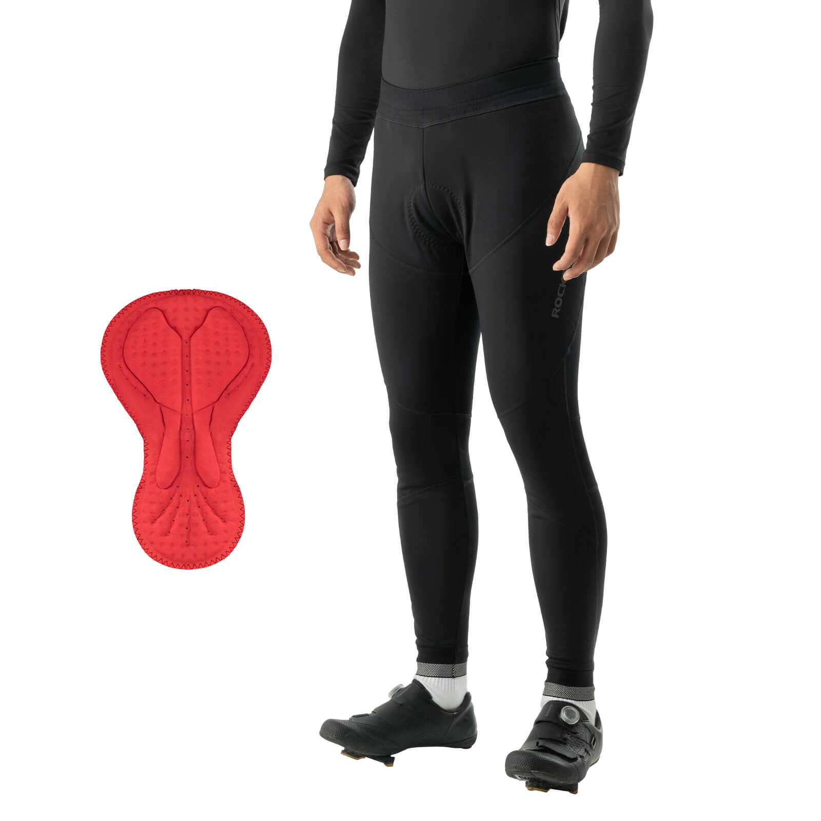 ROCKBROS Men's Winter Cycling Tights with Thermal Fleece and 4D Padded Seat for Cold Weather Riding