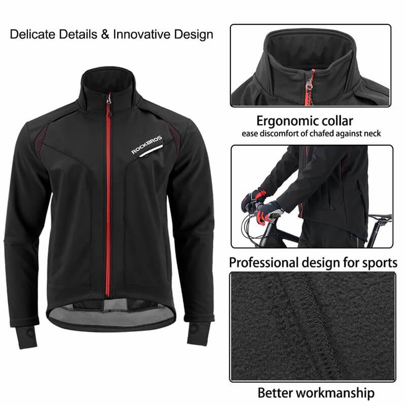 ROCKBROS winter cycling jacket – thermal, windproof, water-resistant for outdoor sports