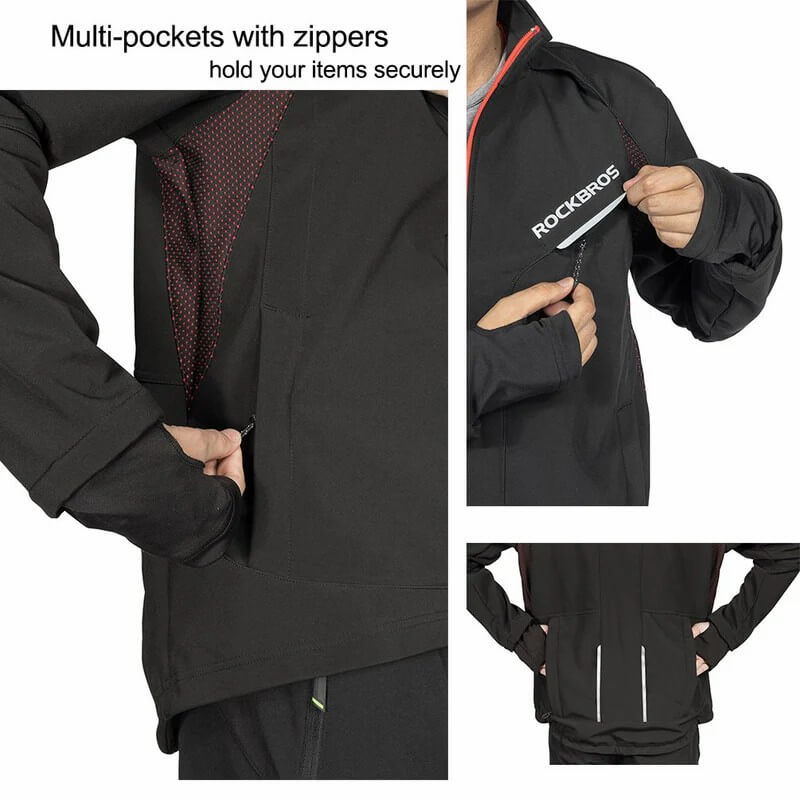 ROCKBROS winter cycling jacket – thermal, windproof, water-resistant for outdoor sports