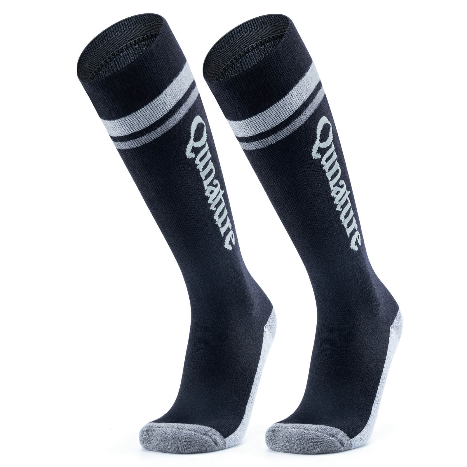 Black ROCKBROS Cushioned Merino Wool Ski Socks - Moisture Wicking Warm Winter Socks
#Color_Black