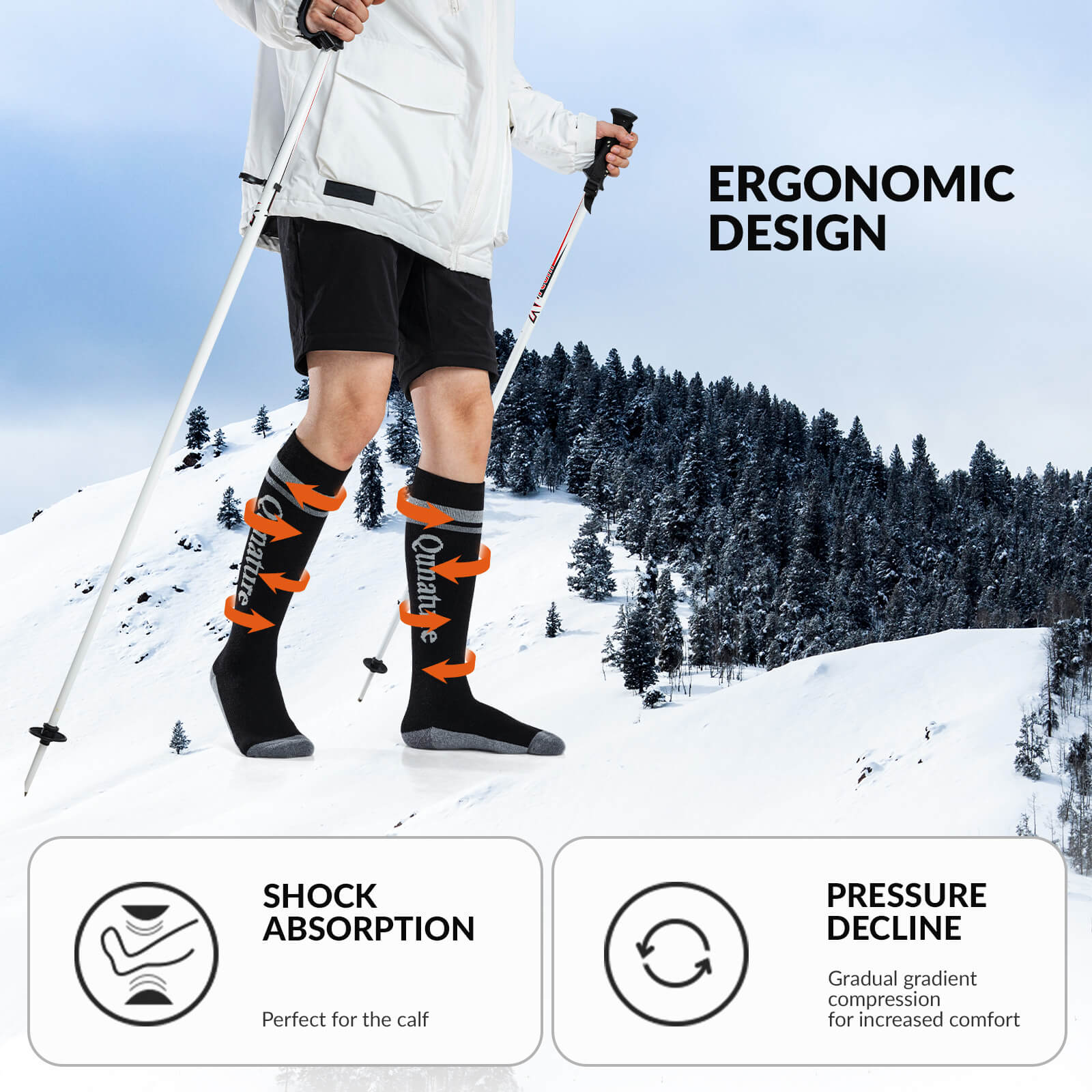 ROCKBROS Merino Wool Ski Socks - Breathable Thermal Snowboard Socks for Men and Women