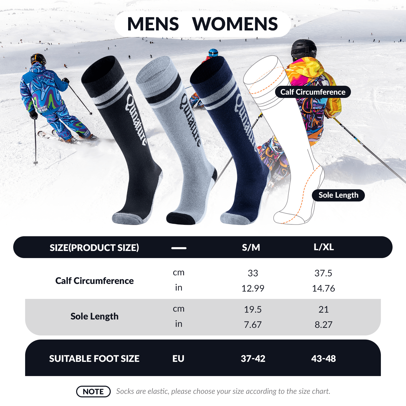 ROCKBROS Merino Wool Ski Socks - Breathable Thermal Snowboard Socks for Men and Women