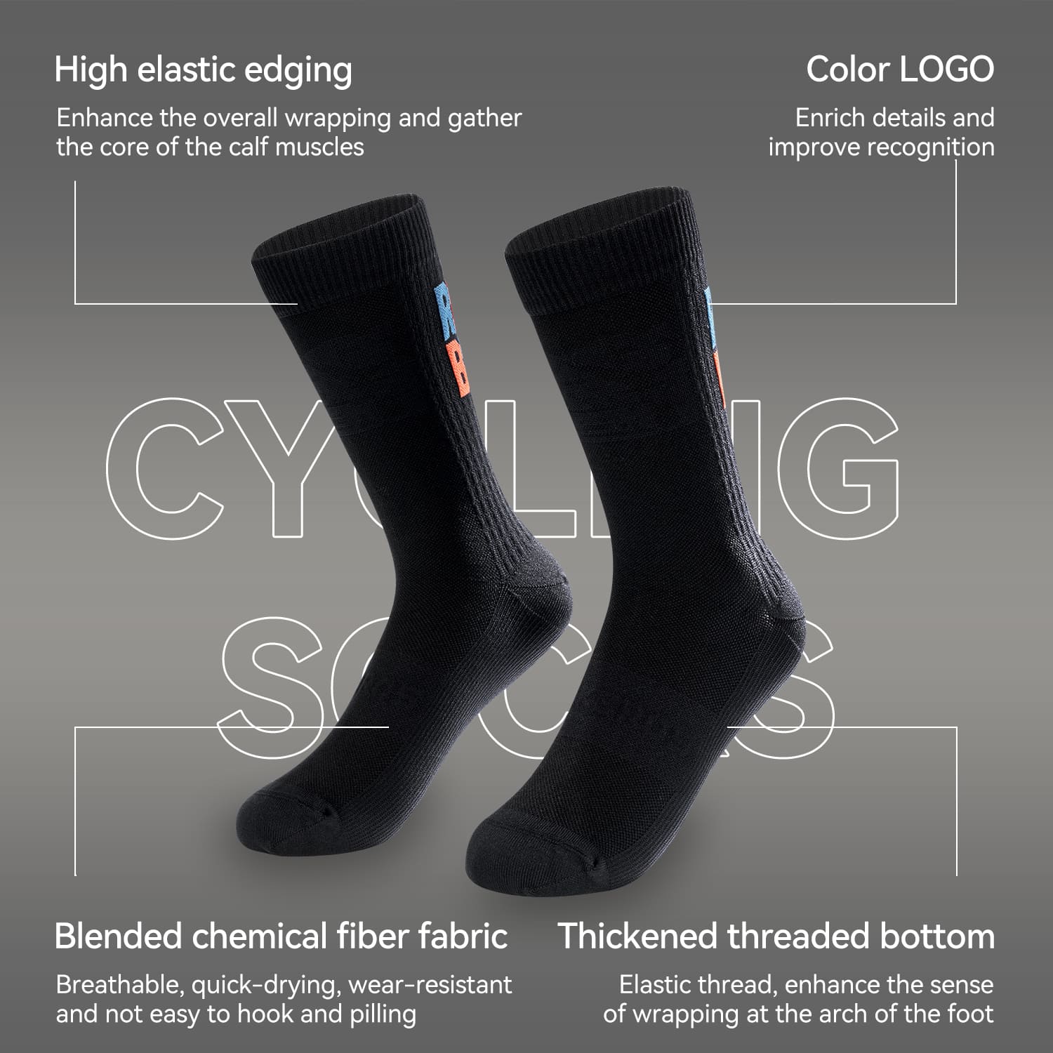 ROCKBROS Breathable Compression Cycling Socks for Road and Mountain Riding