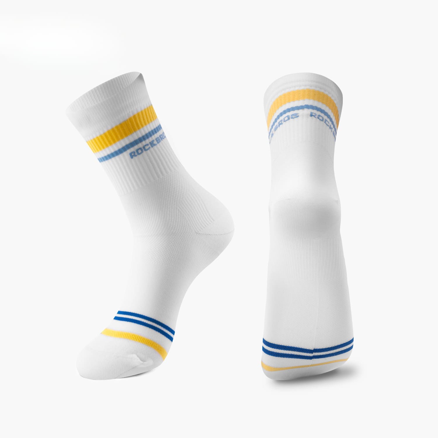 ROCKBROS Breathable Compression Cycling Socks for Road and Mountain Riding
#Color_White Stripe