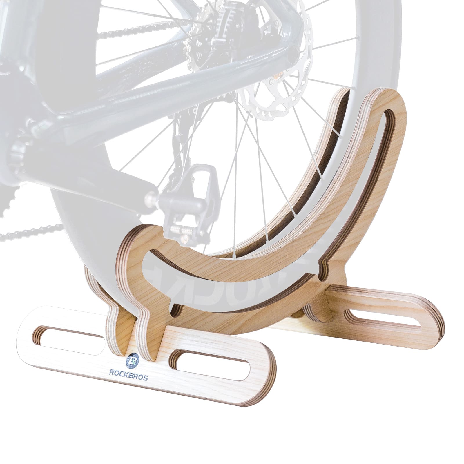 ROCKBROS Wooden Bike Stand with Interlocking Structure for Secure Parking and Home Storage