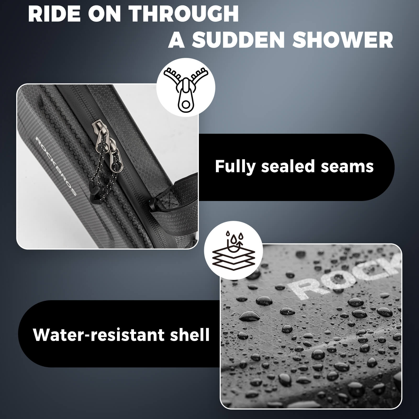 ROCKBROS aerodynamic triangle side bag for motorcycle frame storage