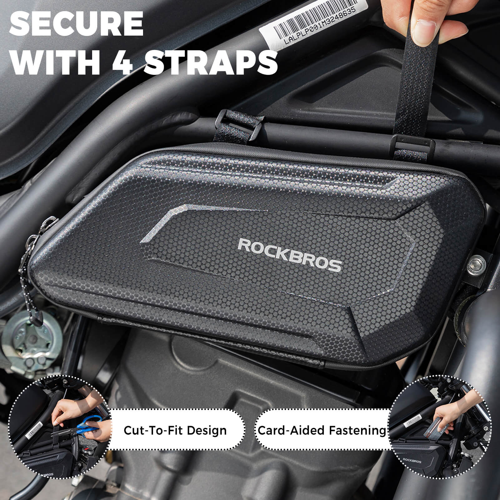 ROCKBROS aerodynamic triangle side bag for motorcycle frame storage