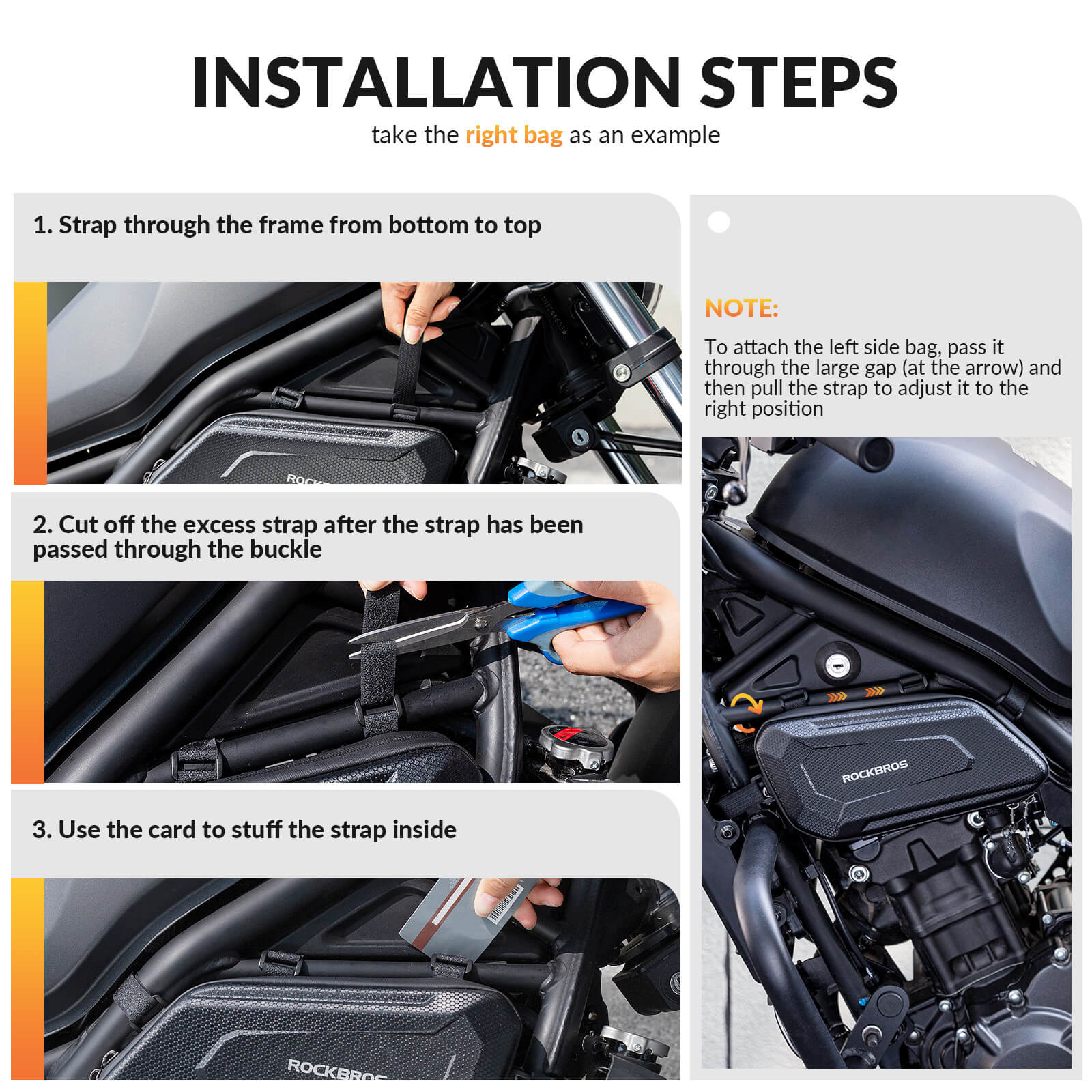 ROCKBROS aerodynamic triangle side bag for motorcycle frame storage