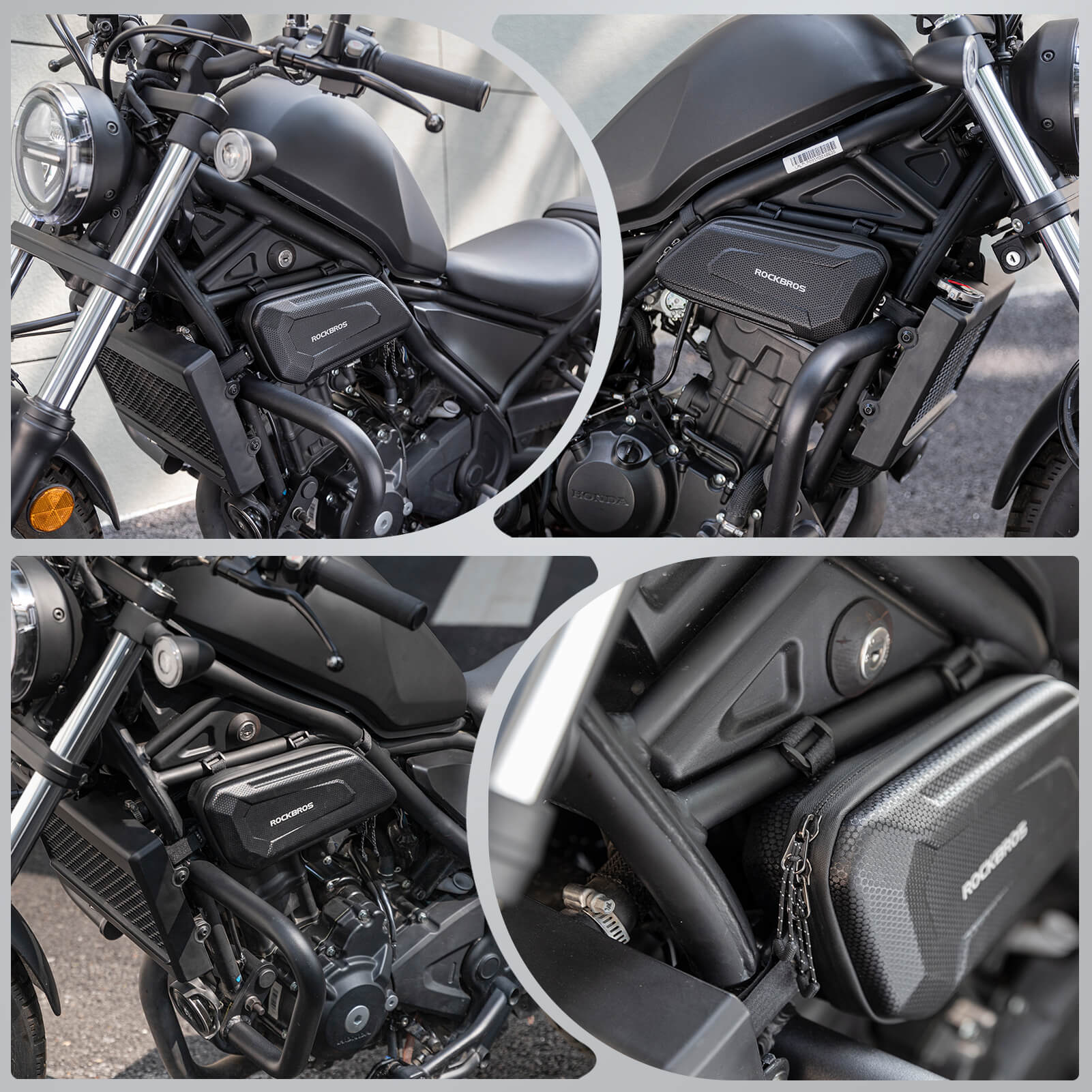 ROCKBROS aerodynamic triangle side bag for motorcycle frame storage