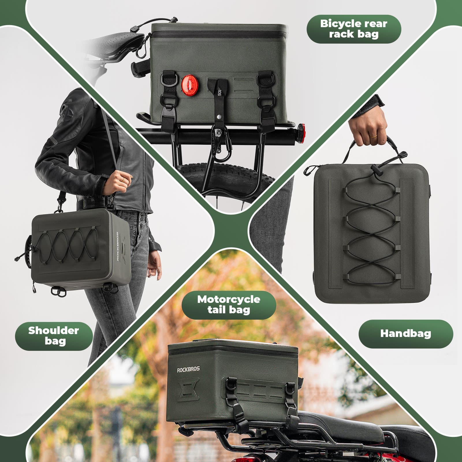 rockbros motorcycle waterproof rear rack bag 13l tpu travel luggage with large capacity for touring commuting 