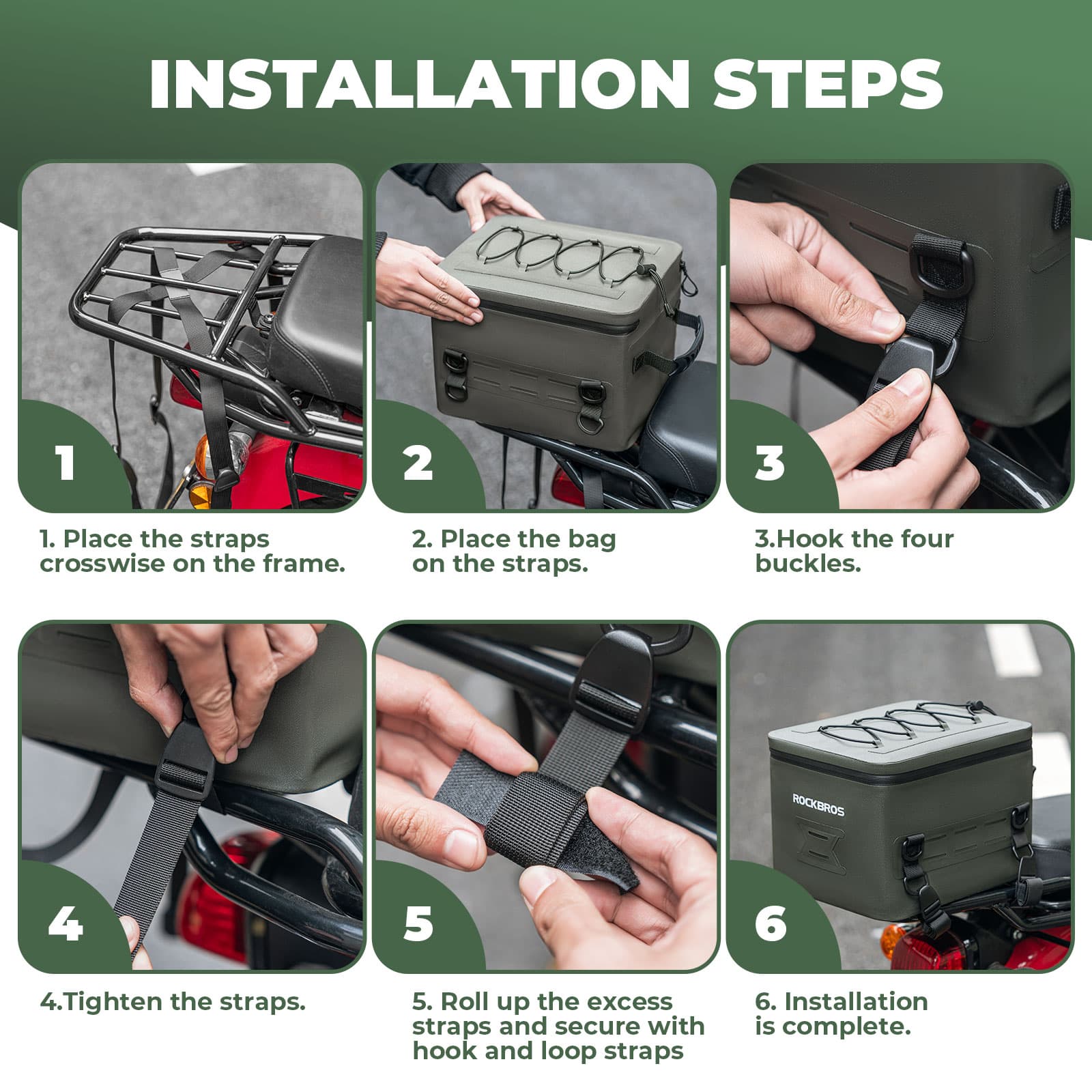 rockbros motorcycle waterproof rear rack bag 13l tpu travel luggage with large capacity for touring commuting 