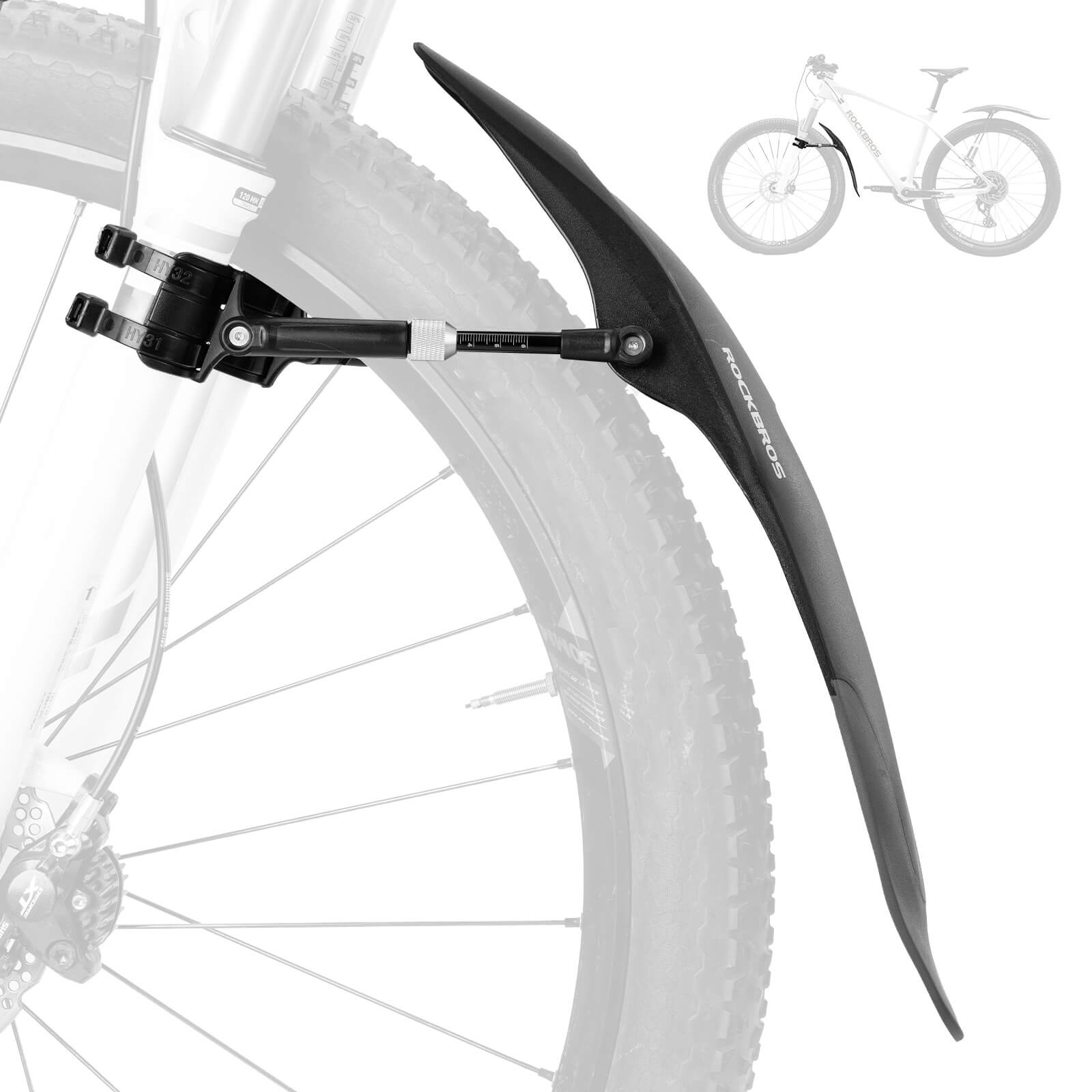 ROCKBROS mountain bike front mudguard for 26-29 inch MTB, durable and adjustable fender
#Style_Front