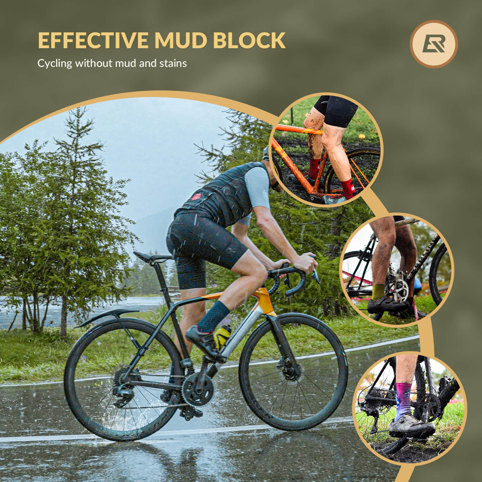 ROCKBROS mountain bike front mudguard for 26-29 inch MTB, durable and adjustable fender
#Style_Front