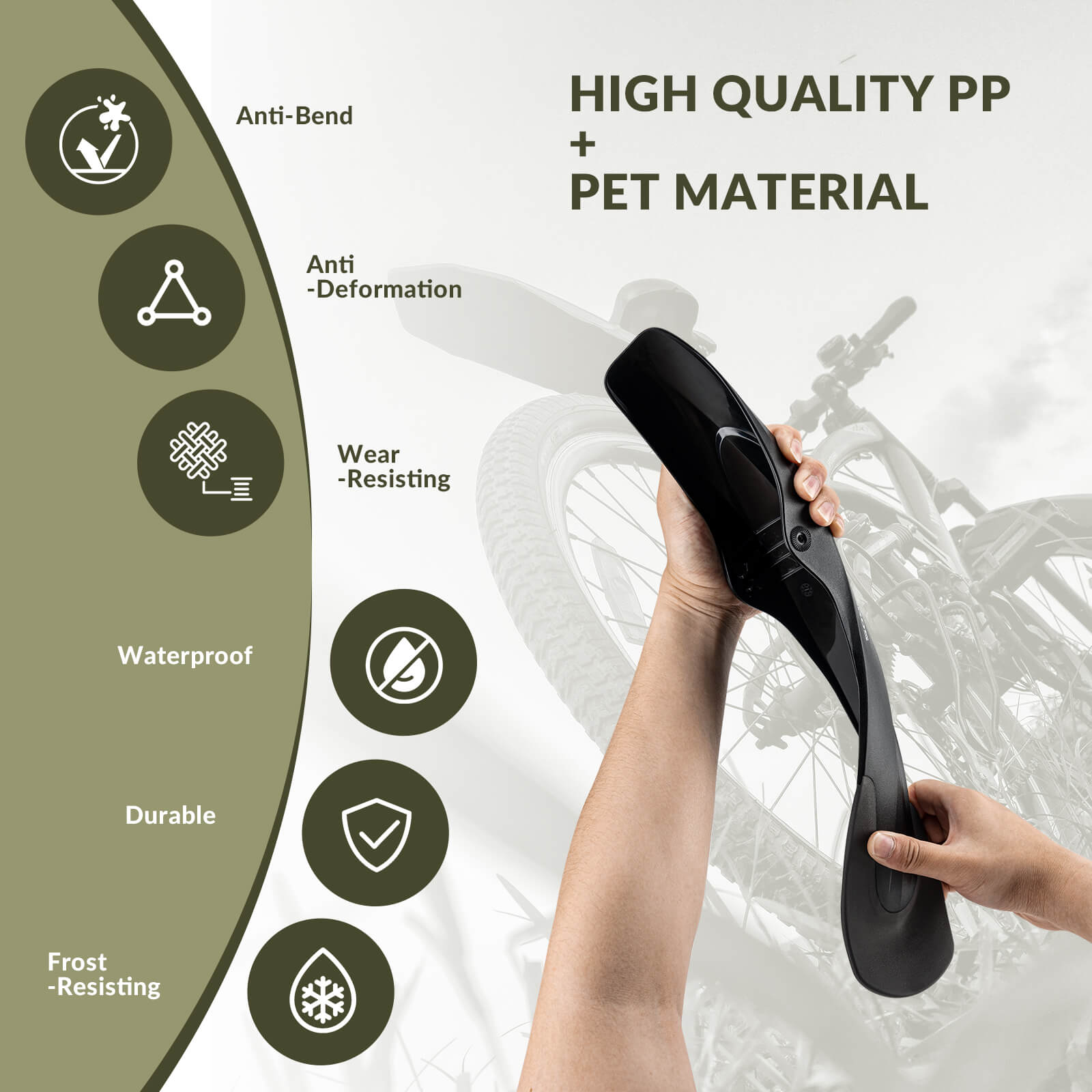 ROCKBROS mountain bike front mudguard for 26-29 inch MTB, durable and adjustable fender
#Style_Front