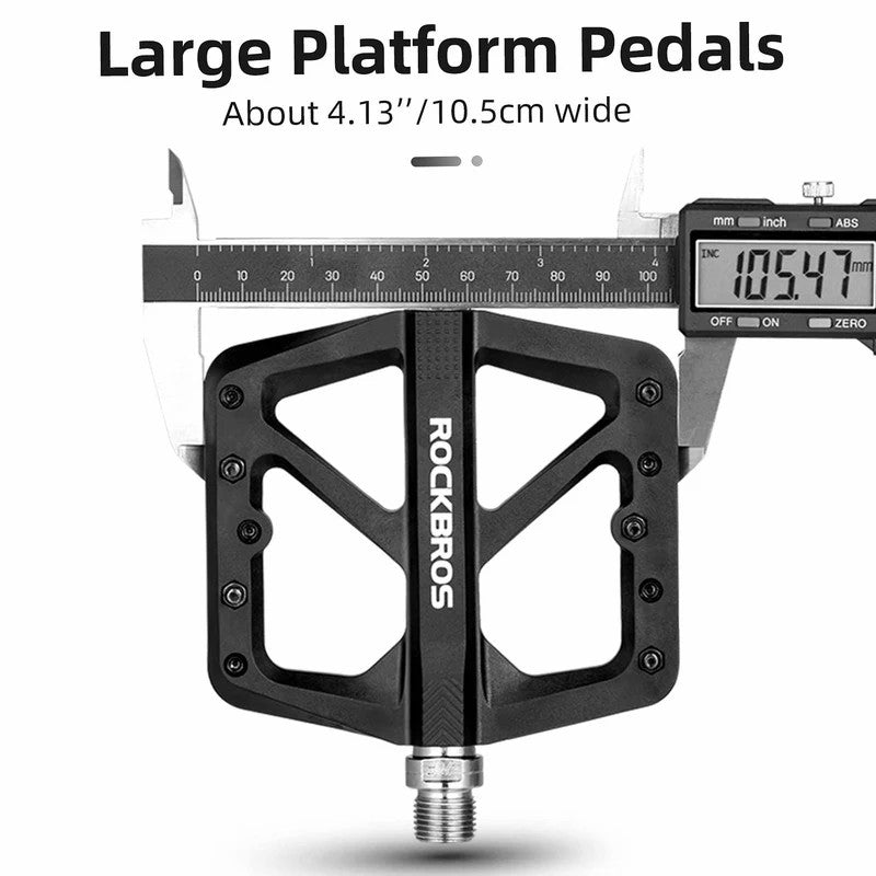 ROCKBROS Mountain Bike Pedals Nylon Composite and Chromium-Molybdenum Steel 9/16" Wide Platform Anti-Skid