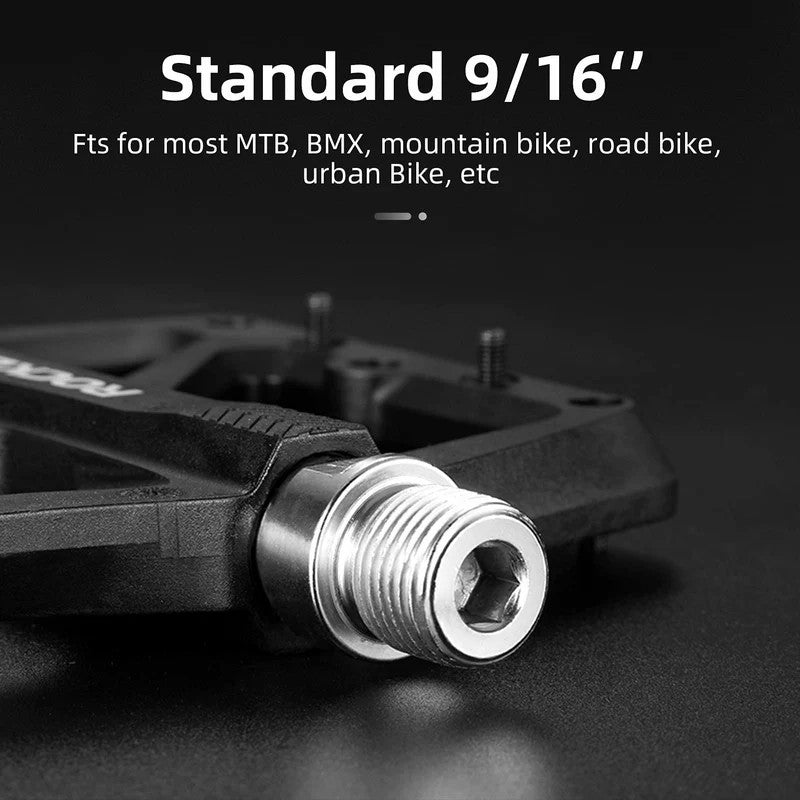ROCKBROS Mountain Bike Pedals Nylon Composite and Chromium-Molybdenum Steel 9/16" Wide Platform Anti-Skid