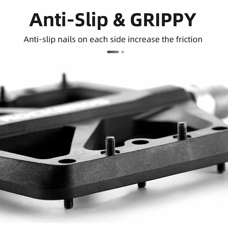 ROCKBROS Mountain Bike Pedals Nylon Composite and Chromium-Molybdenum Steel 9/16" Wide Platform Anti-Skid